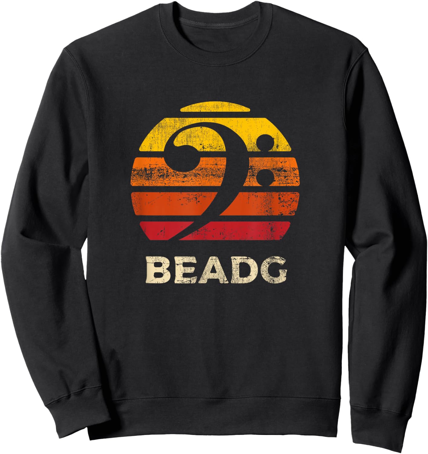 BEADG Vintage Bass Clef Sunset Bassist 5 String Player Gifts Sweatshirt - Sweatshirt | Black