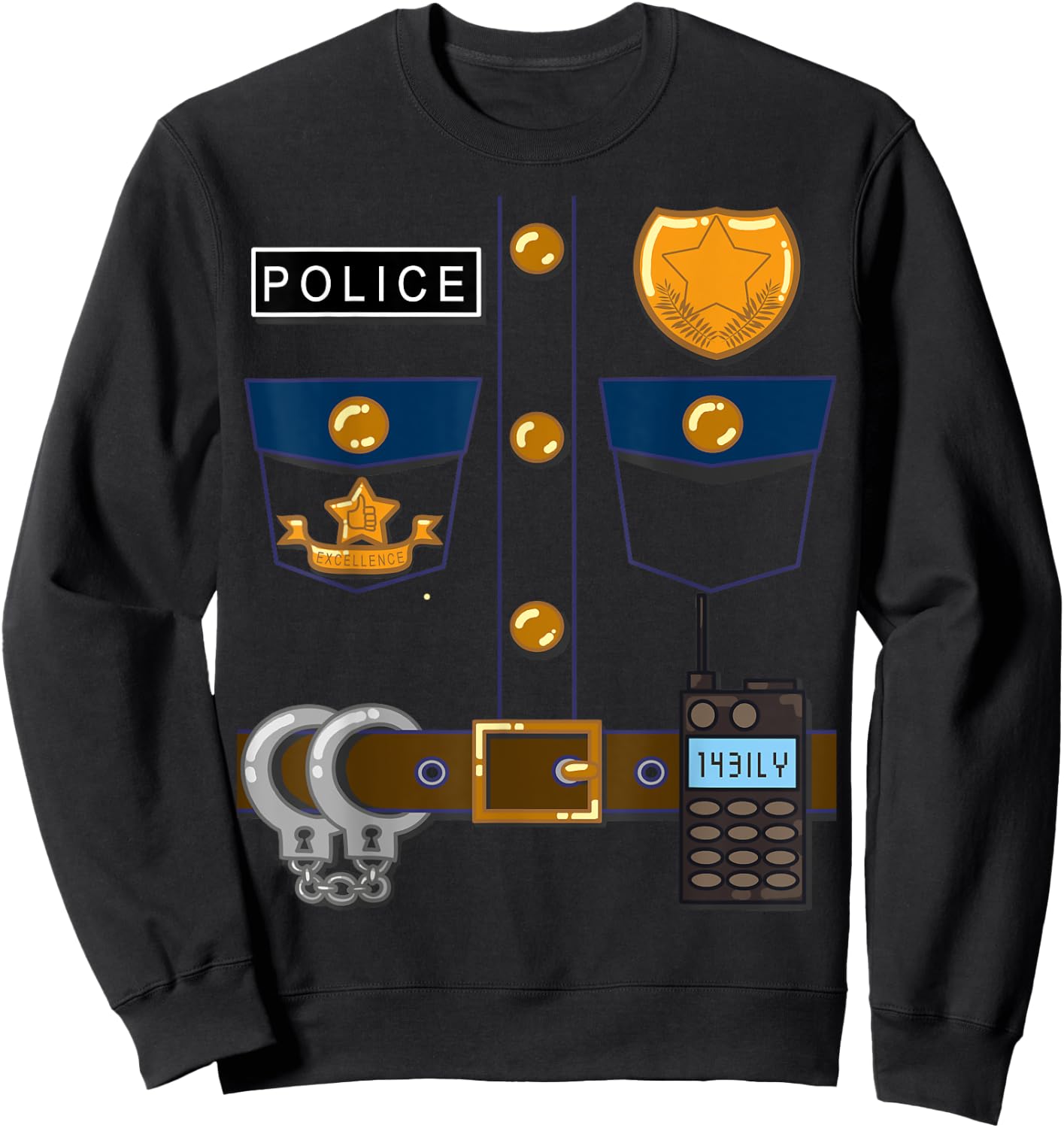 Policeman Costume Funny Halloween Police Officer T Shirt Sweatshirt - Sweatshirt | Black