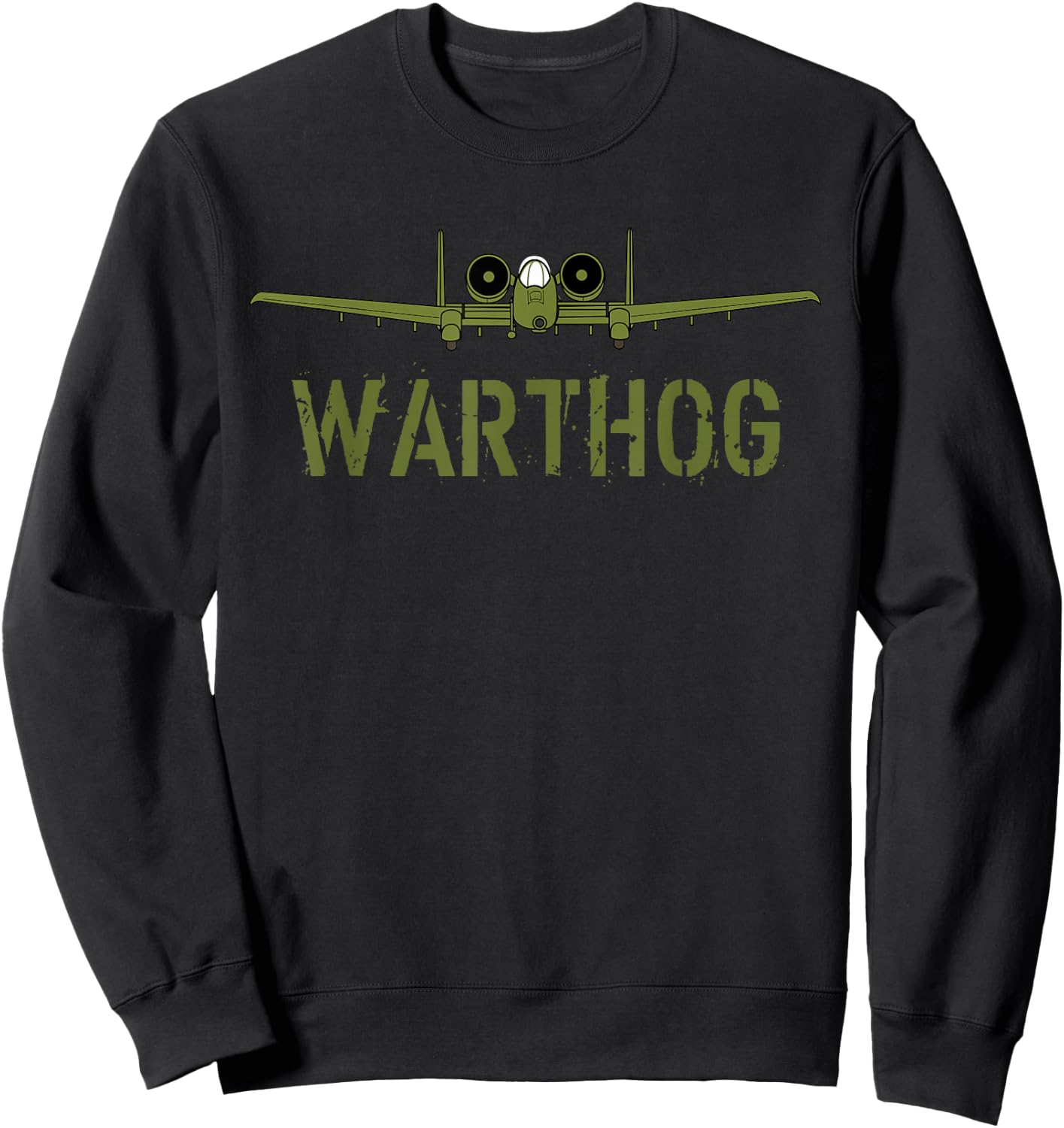 Olive Green A-10 Warthog Art-USA Military Jets Sweatshirt - Sweatshirt | Black