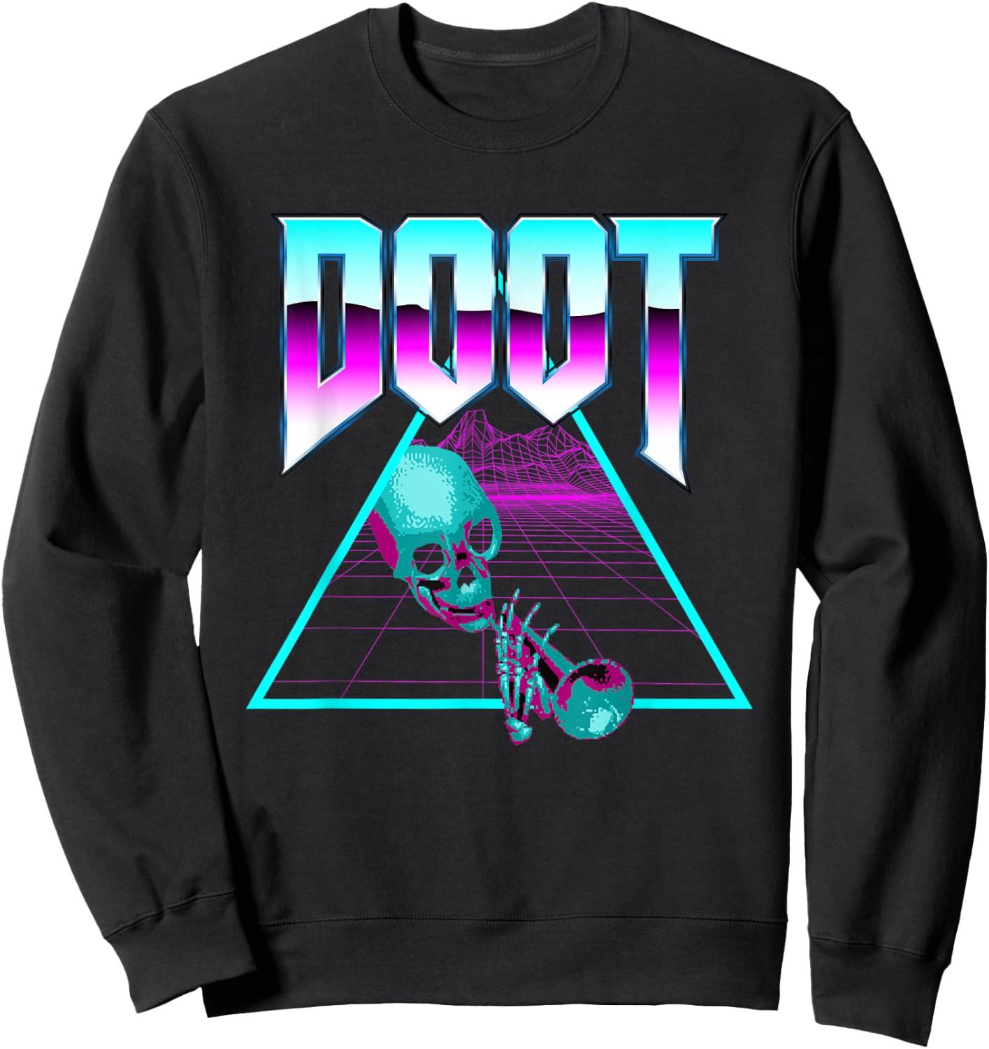 Doot Doot Mr Skeltal Synthwave Streetwear Sweatshirt - Sweatshirt | Black