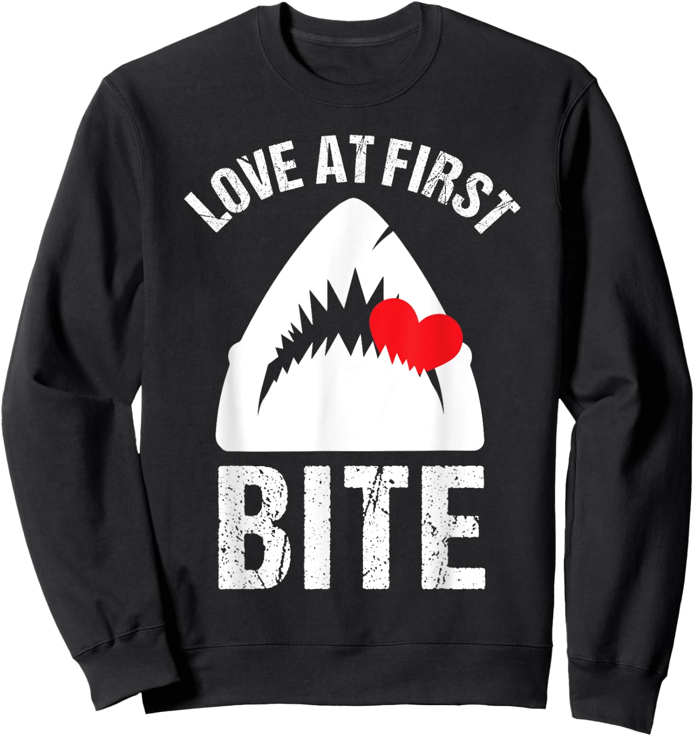 Valentines Shirt for Boys Funny Shark Quote Love Bite Sweatshirt - Sweatshirt | Black