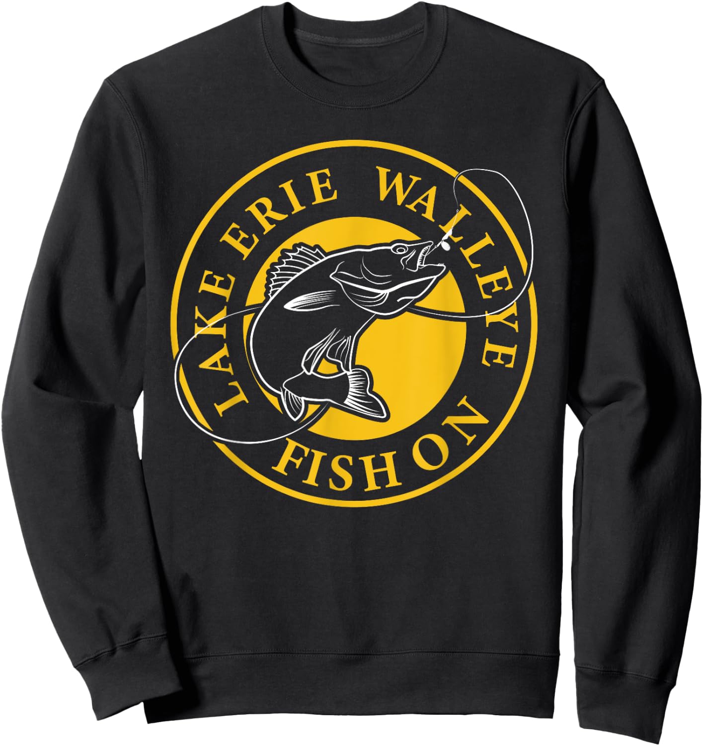 Lake Erie Walleye Fish On Sweatshirt - Sweatshirt | Black