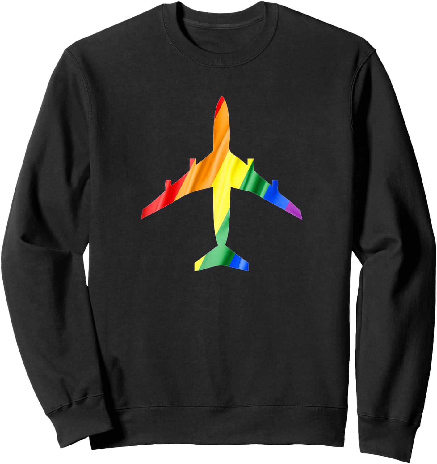 Airplane Rainbow Gay Flag Flight Attendant Sweatshirt - Sweatshirt | Black