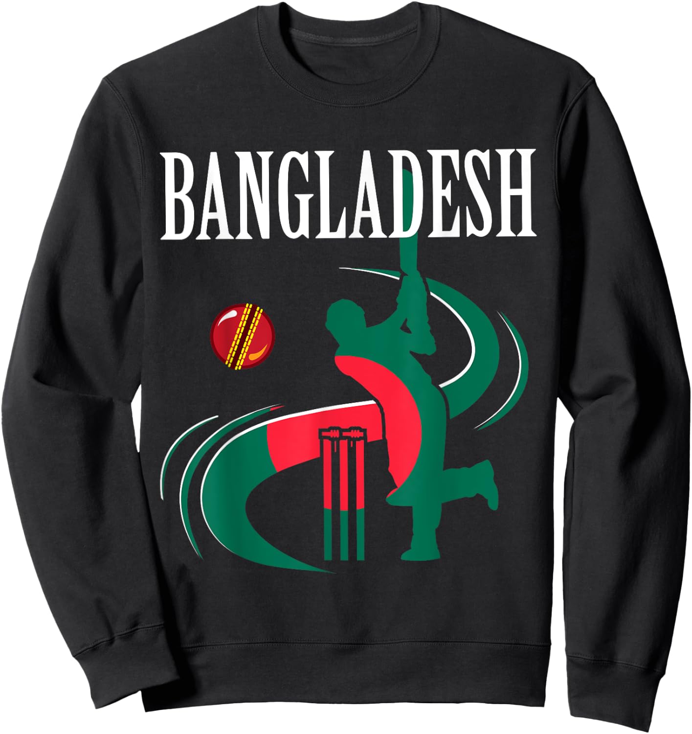 Bangladesh Cricket With Flag Brush Stroke Sweatshirt - Sweatshirt | Black