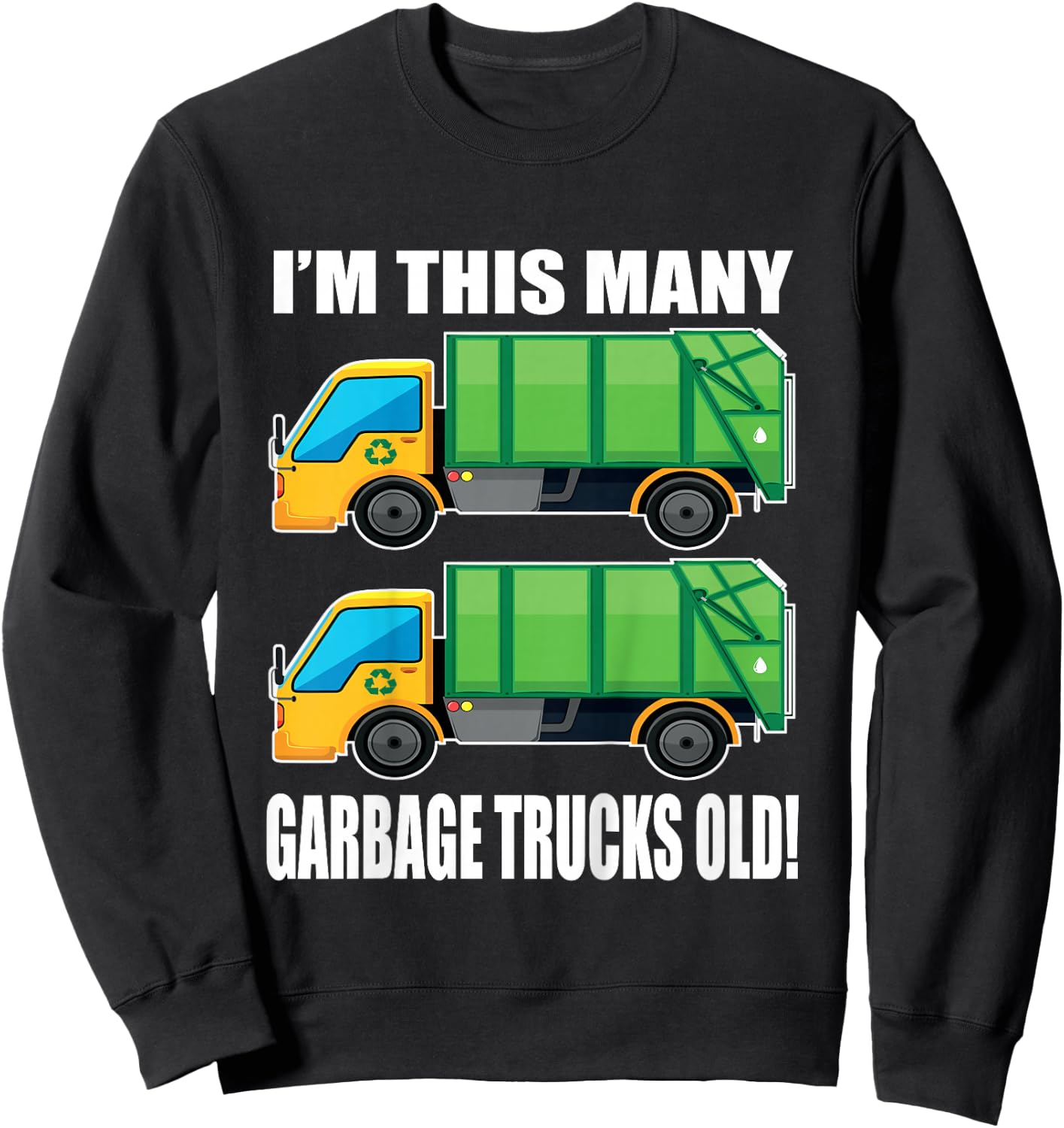 2 Year Old Garbage Truck 2nd Birthday Shirt for Toddler Boy Sweatshirt - Sweatshirt | Black
