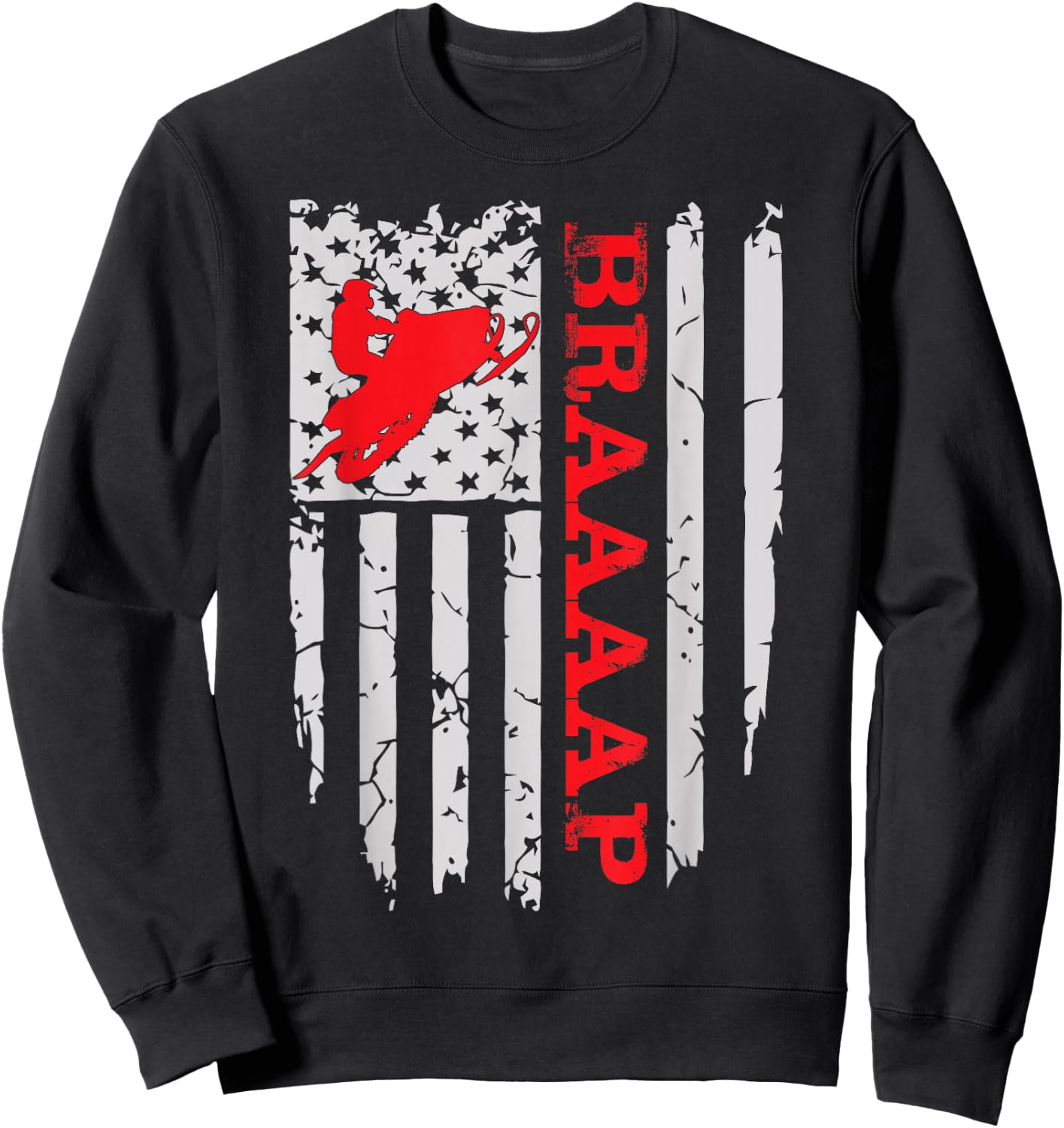 Funny American Flag Snowmobile Men Women Novelty Sweatshirt - Sweatshirt | Black