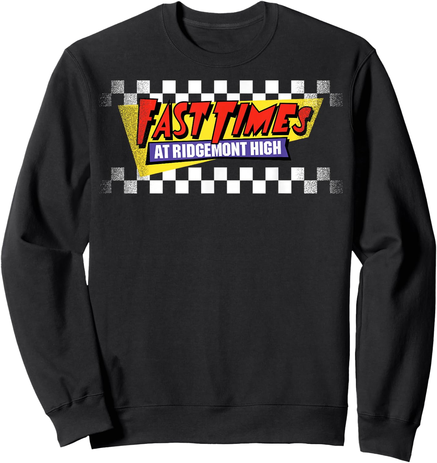 Fast Times at Ridgemont High Faded Checker Logo Sweatshirt - Sweatshirt | Black