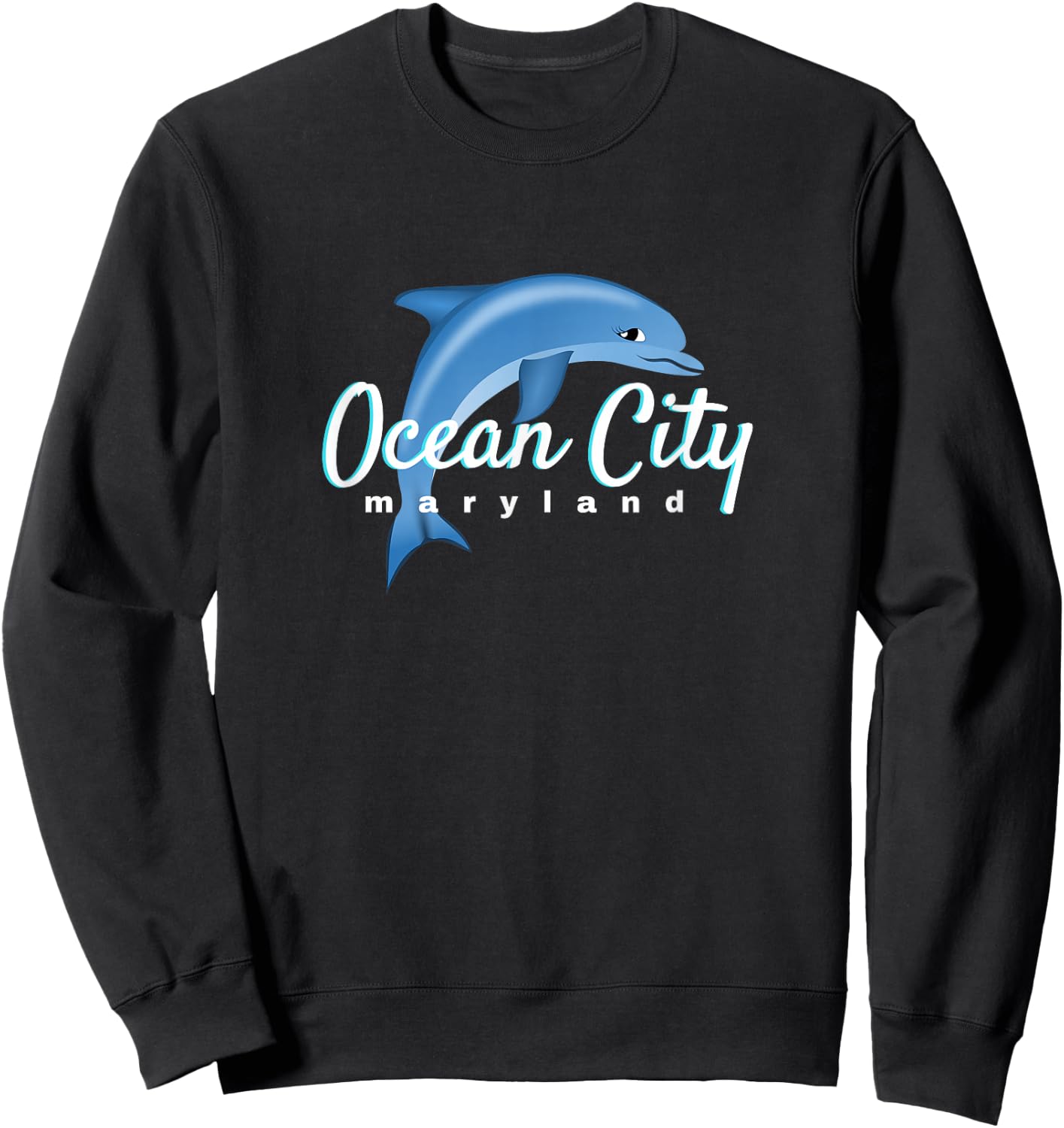 Ocean City Maryland , Ocean City MD Dolphin Sweatshirt - Sweatshirt | Black
