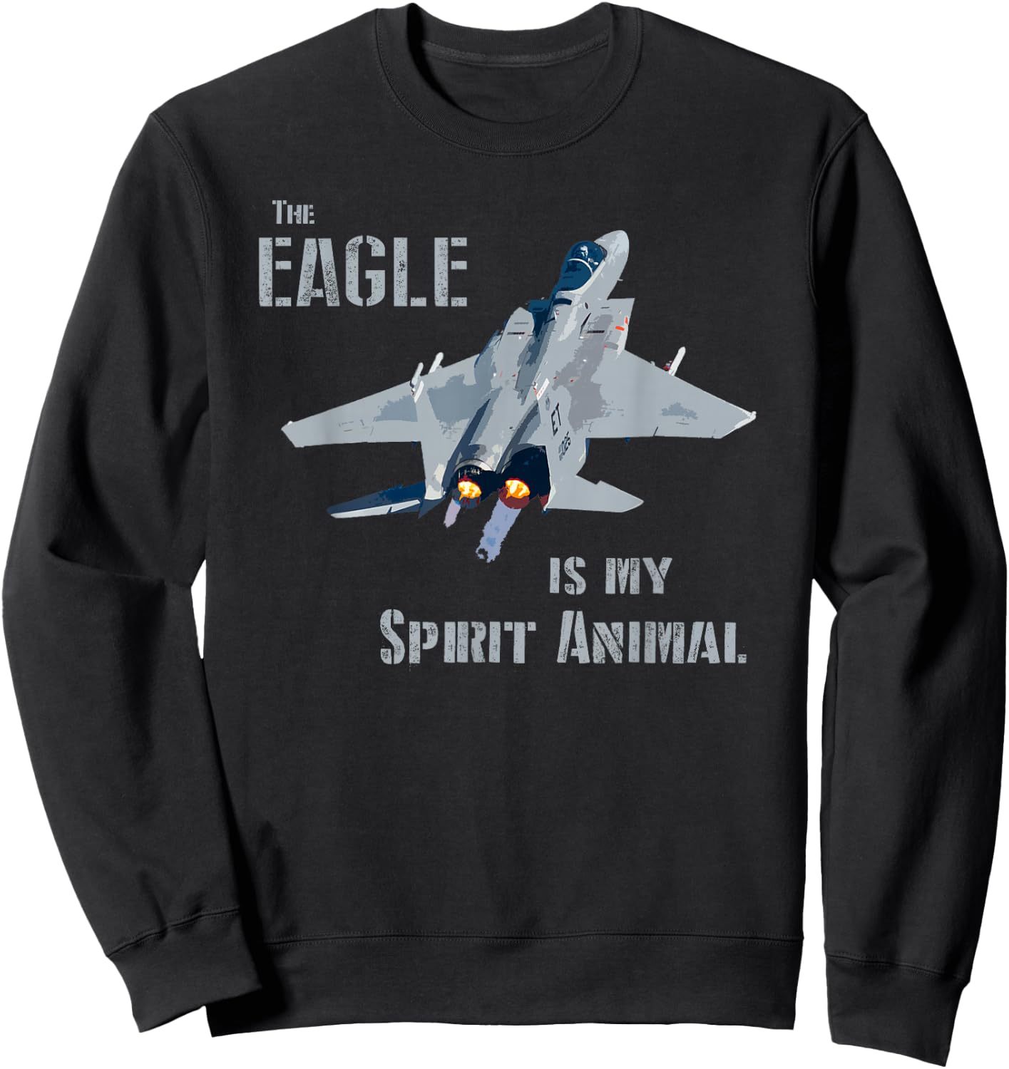 The Eagle is my Spirit Animal F-15 Fighter Jet Airplane Sweatshirt - Sweatshirt | Black