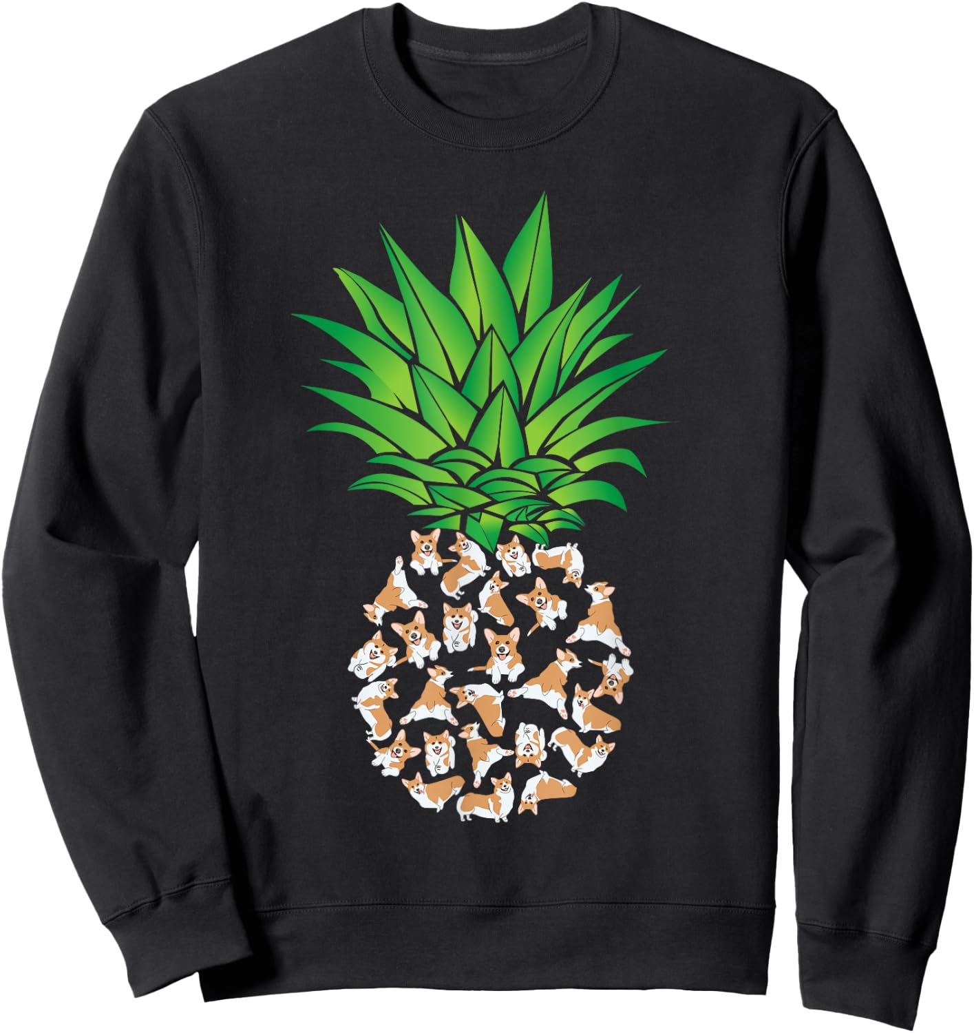 Pembroke Welsh Corgi, Corgi, Pineapple Sweatshirt - Sweatshirt | Black