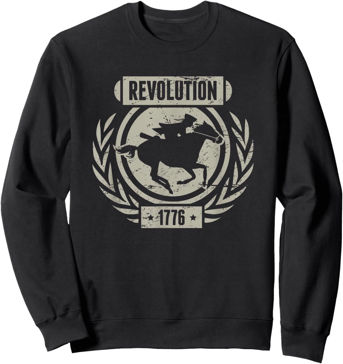 Distressed 1776 American Revolutionary War Sweatshirt - Sweatshirt | Black