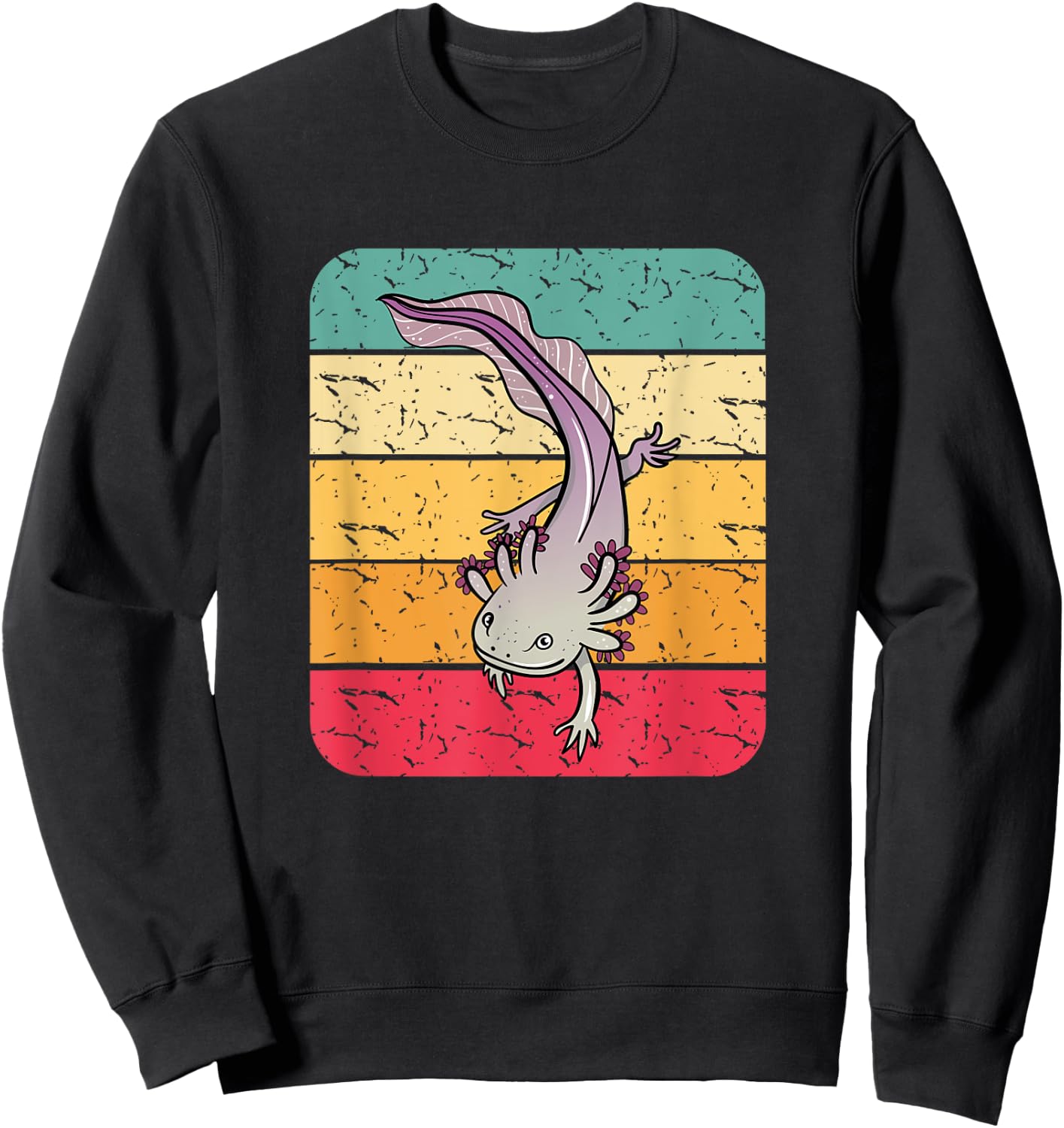 Retro Axolotl Mexican Salamander Gift Lover Sweatshirt - Sweatshirt | Black