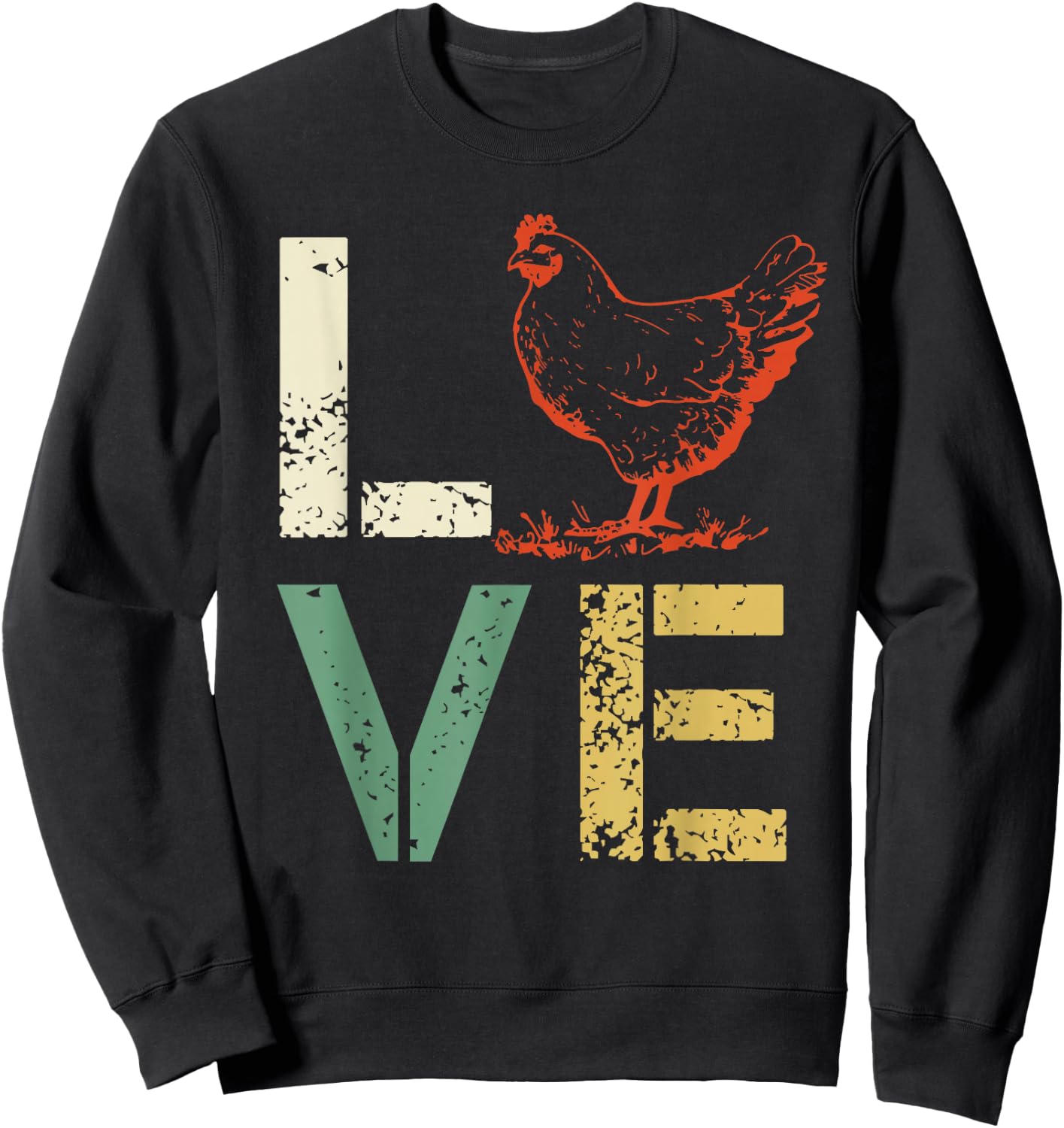 Vintage Chicken - LOVE Poultry Farmer Shirt Gift Sweatshirt - Sweatshirt | Black
