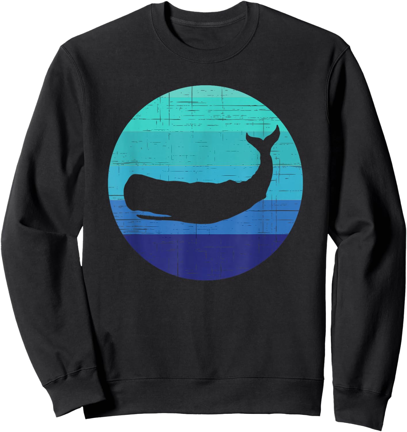 Retro Sunset Sperm Whale Silhouette Sweatshirt - Sweatshirt | Black