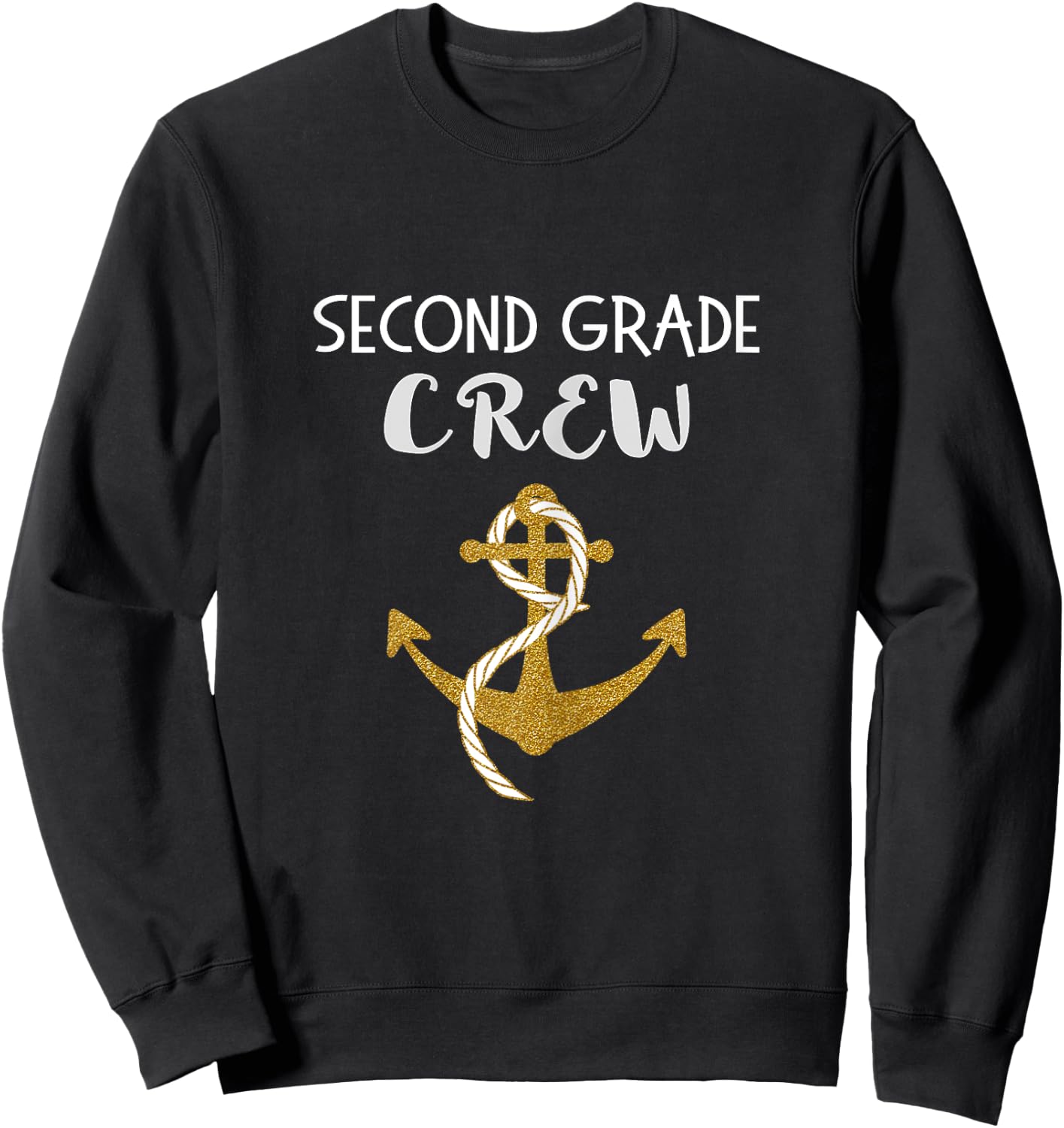 Second Grade Teacher Crew with Anchor for Summer Cruise Girls Kids Sweatshirt - Sweatshirt | Black