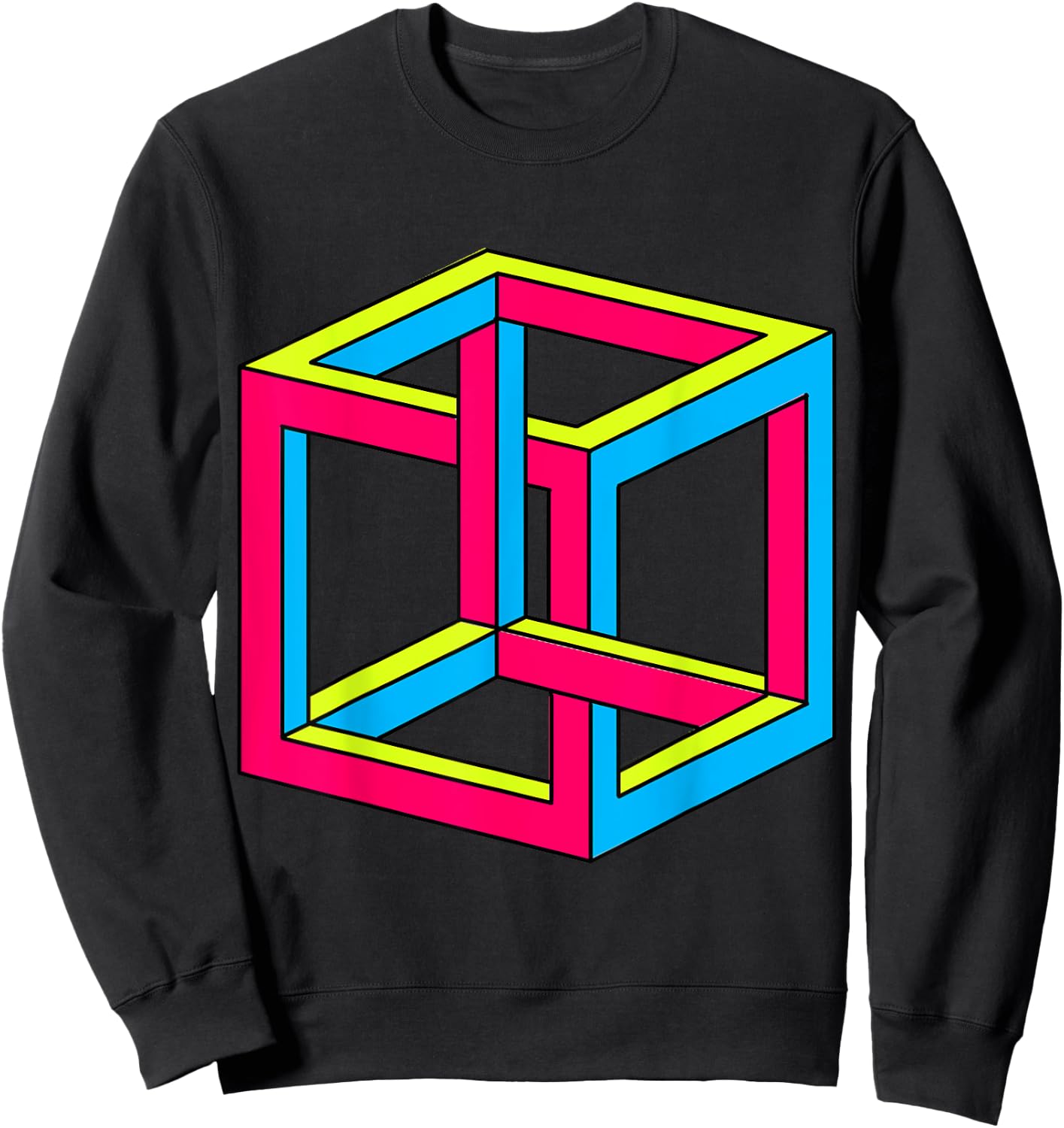 Sheldon Impossible Cube Optical Illusion Art Gift Sweatshirt - Sweatshirt | Black