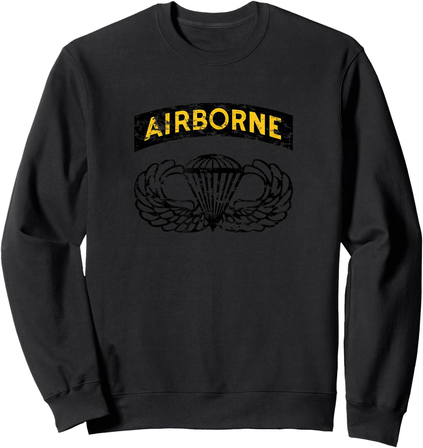 Airborne Paratrooper Black Jump Wings Airborne Tab Sweatshirt - Sweatshirt | Black
