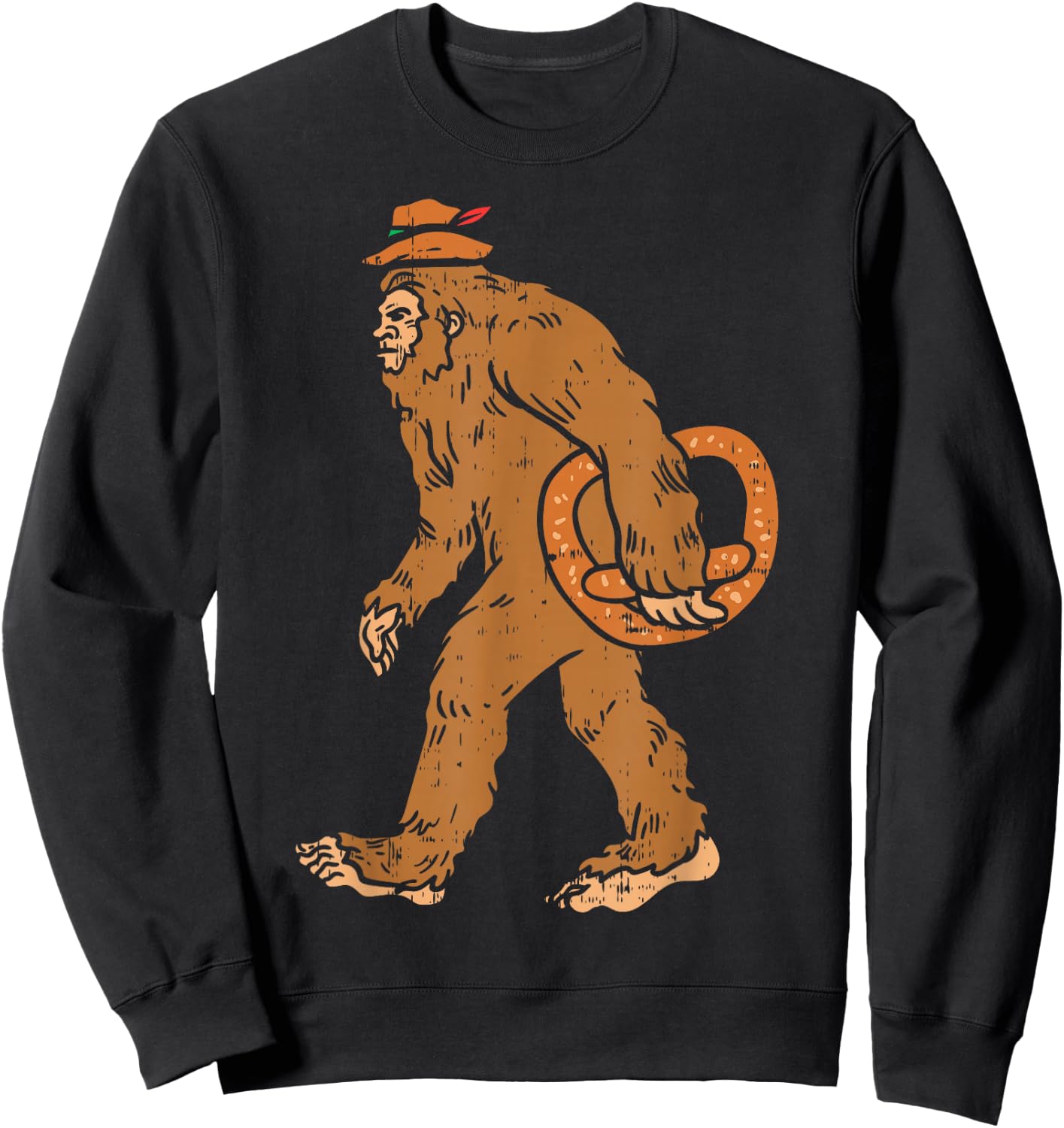 German Bigfoot Sasquatch Pretzel Funny Oktoberfest Men Kids Sweatshirt - Sweatshirt | Black