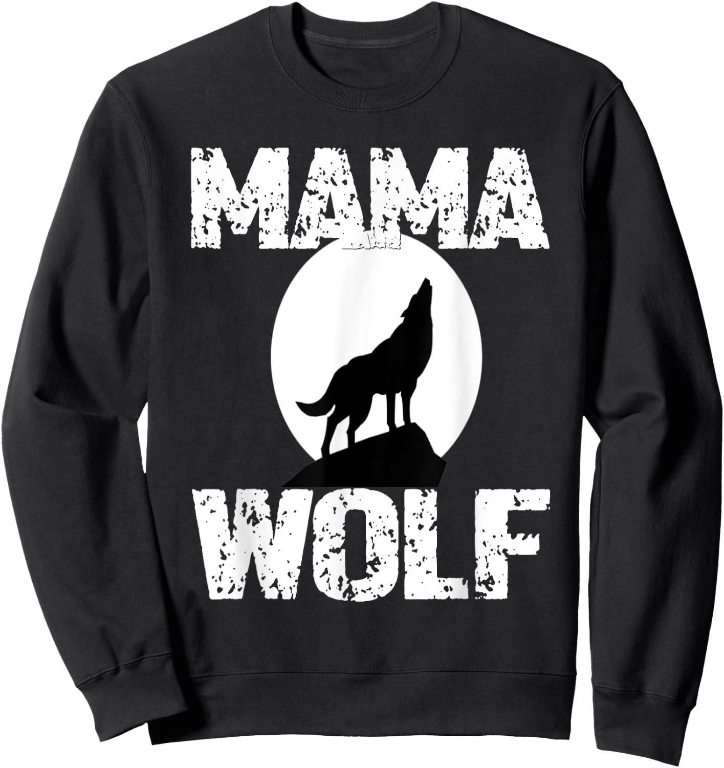 Mama Wolf Matching Family Tribe Wolves Moon Woman Sweatshirt - Sweatshirt | Black