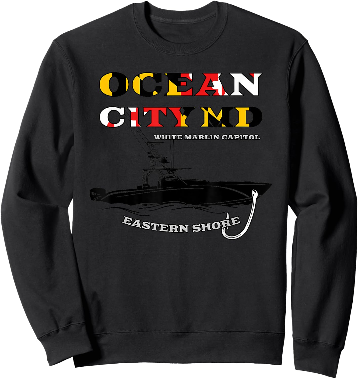 Ocean City Maryland White Marlin Fishing Capital Sweatshirt - Sweatshirt | Black