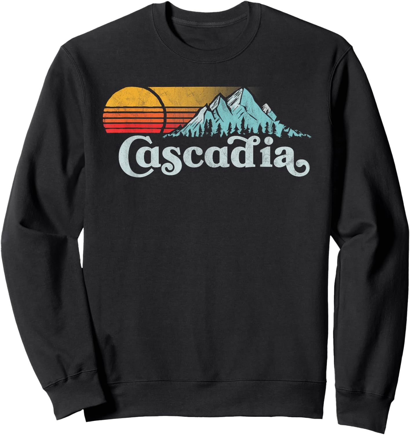 Mountain Life Outdoor Junkie Vintage Cascadia Retro Distressed Vibe Mountains Sweatshirt - Sweatshirt | Black