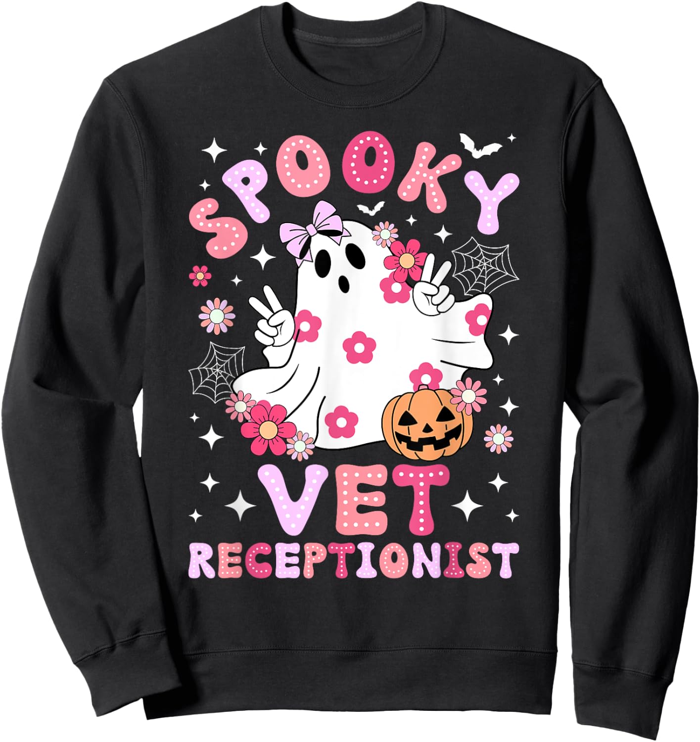 Spooky Vet Receptionist Halloween Veterinarian Receptionist Sweatshirt - Sweatshirt | Black