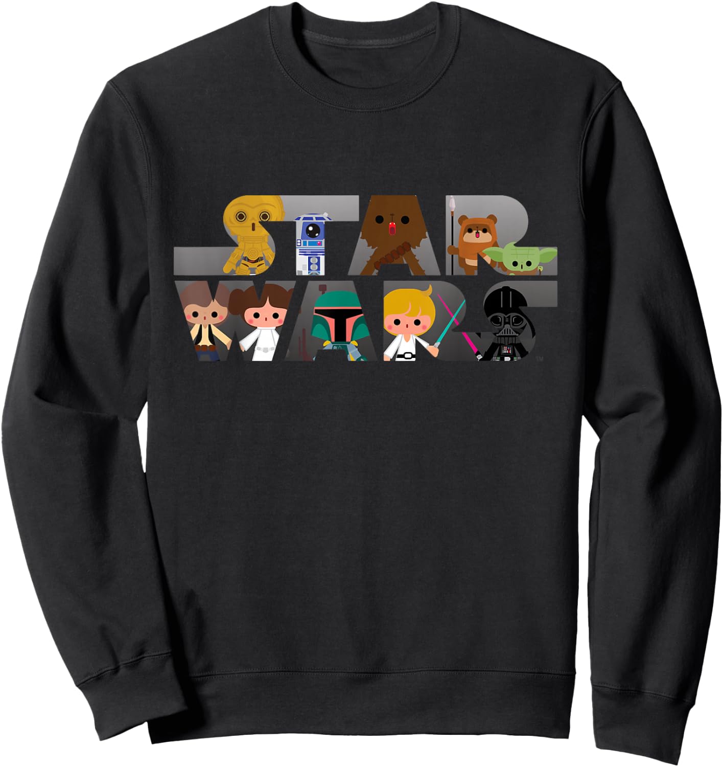 Star Wars Logo Kawaii Multi-Character Sweatshirt - Sweatshirt | Black