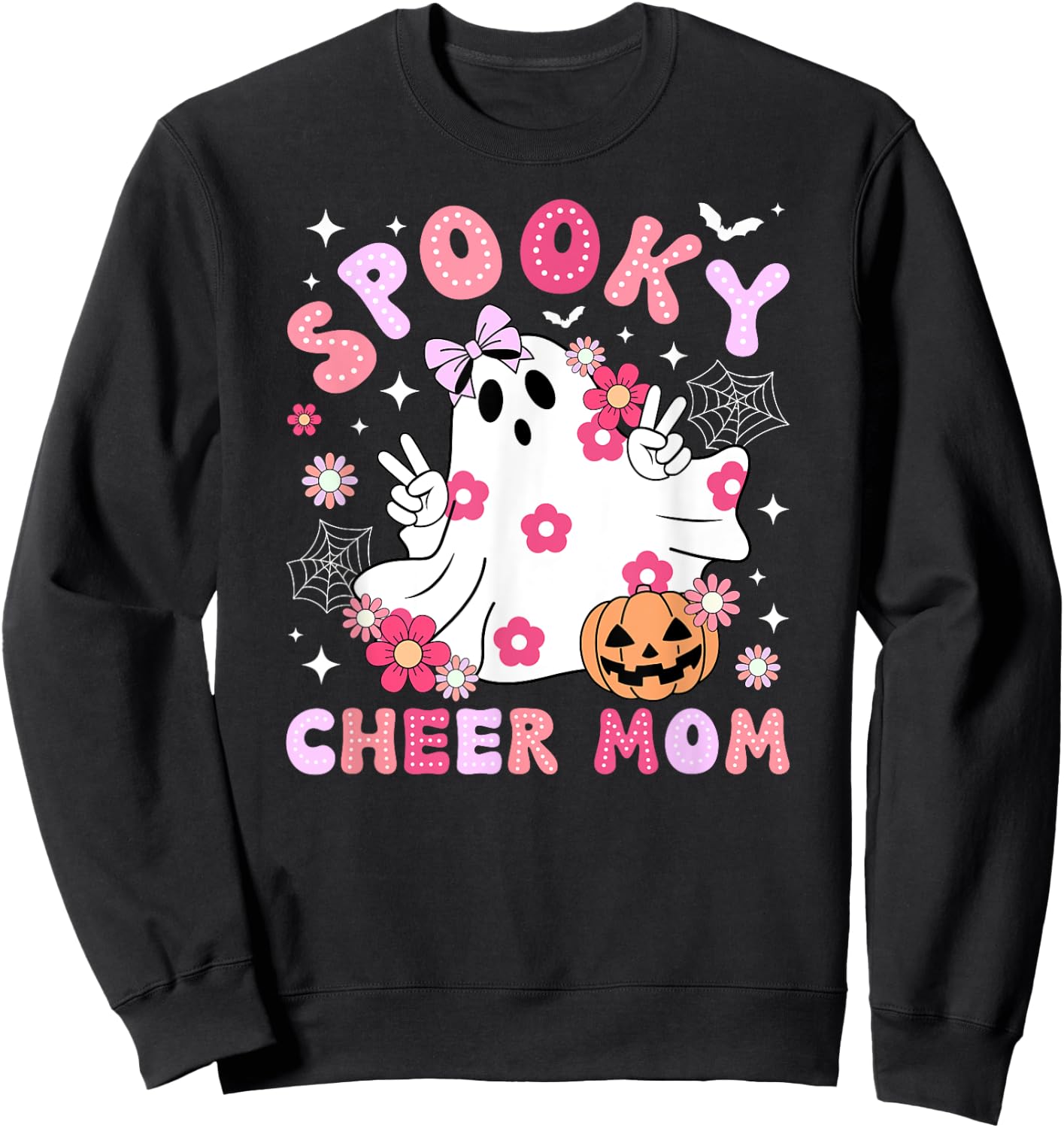 Spooky Cheer Mom Halloween Cheerleader Mama Cheerleading Mom Sweatshirt - Sweatshirt | Black