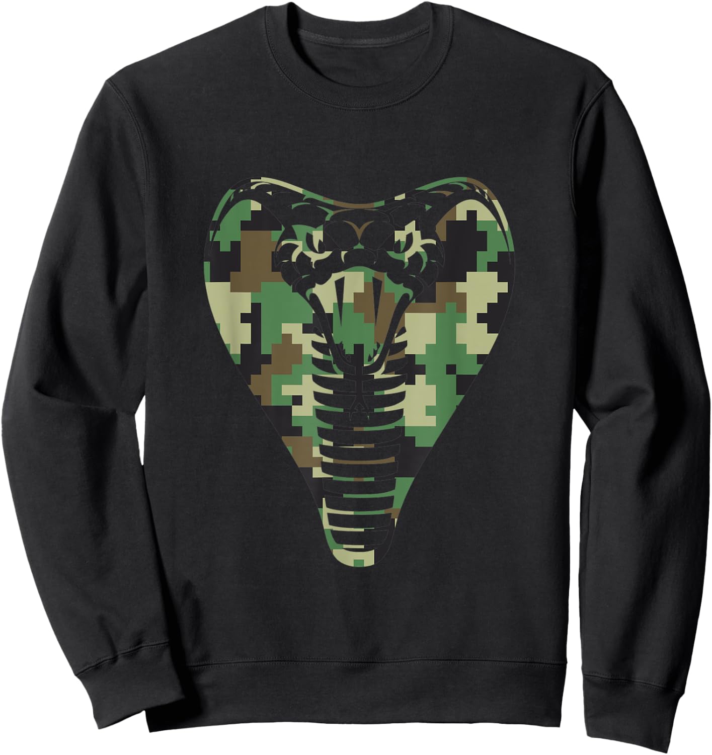 Camouflage King Cobra Snake Lover Graphic Sweatshirt - Sweatshirt | Black