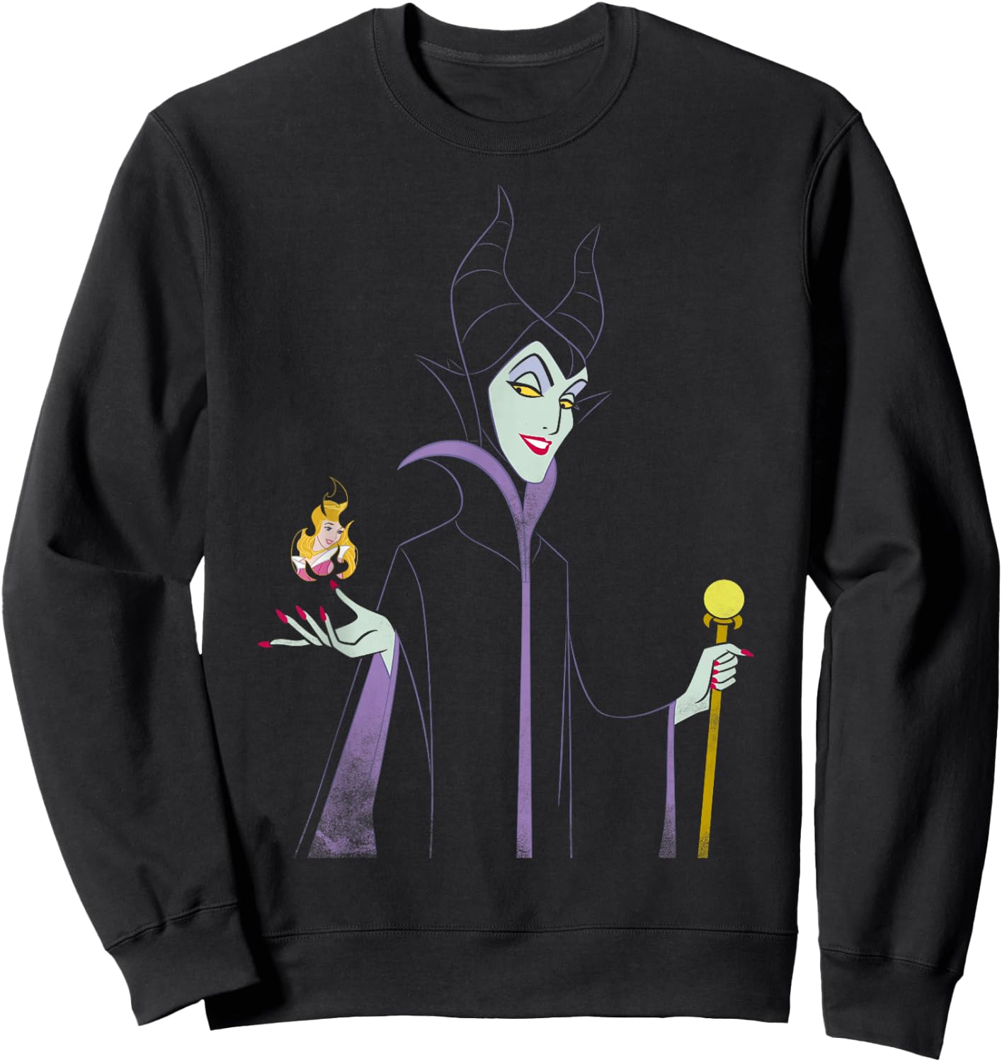 Disney Sleeping Beauty Maleficent Outline Flame Sweatshirt - Sweatshirt | Black
