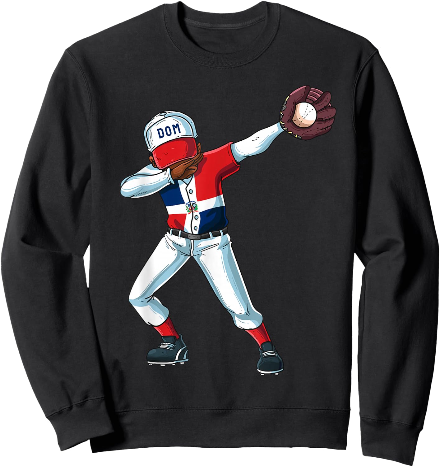 Baseball Dabbing Dominican Republic Player Catcher Pitcher Sweatshirt - Sweatshirt | Black