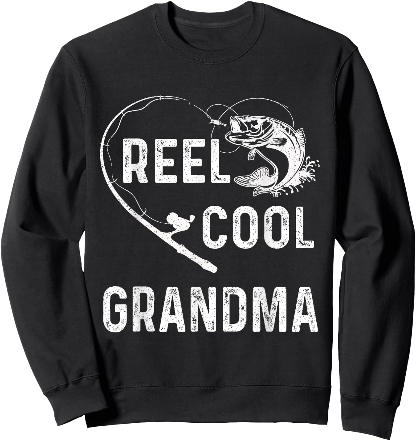Reel Cool Grandma Retro Fishing Lover For Mothers Day Sweatshirt - Sweatshirt | Black