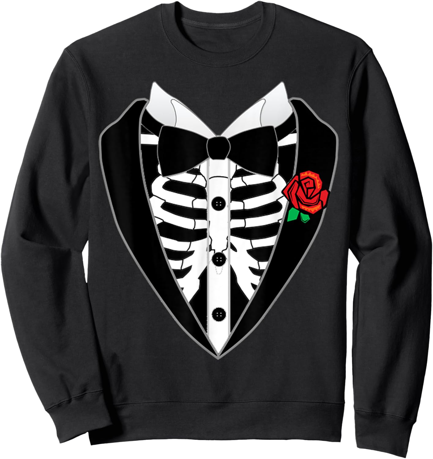 Halloween Costume Tuxedo Skeleton Bow Tie Tux Funny Sweatshirt - Sweatshirt | Black