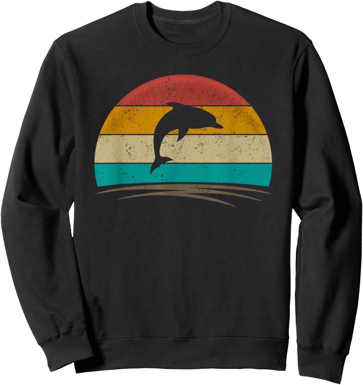Dolphin Shirt Retro Style Sea Animal Whale Marine Biology Sweatshirt - Sweatshirt | Black