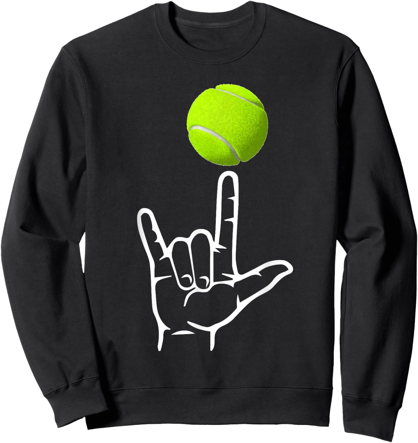 ASL Sign Language Shirt for Tennis Player Deaf Gifts Sweatshirt - Sweatshirt | Black