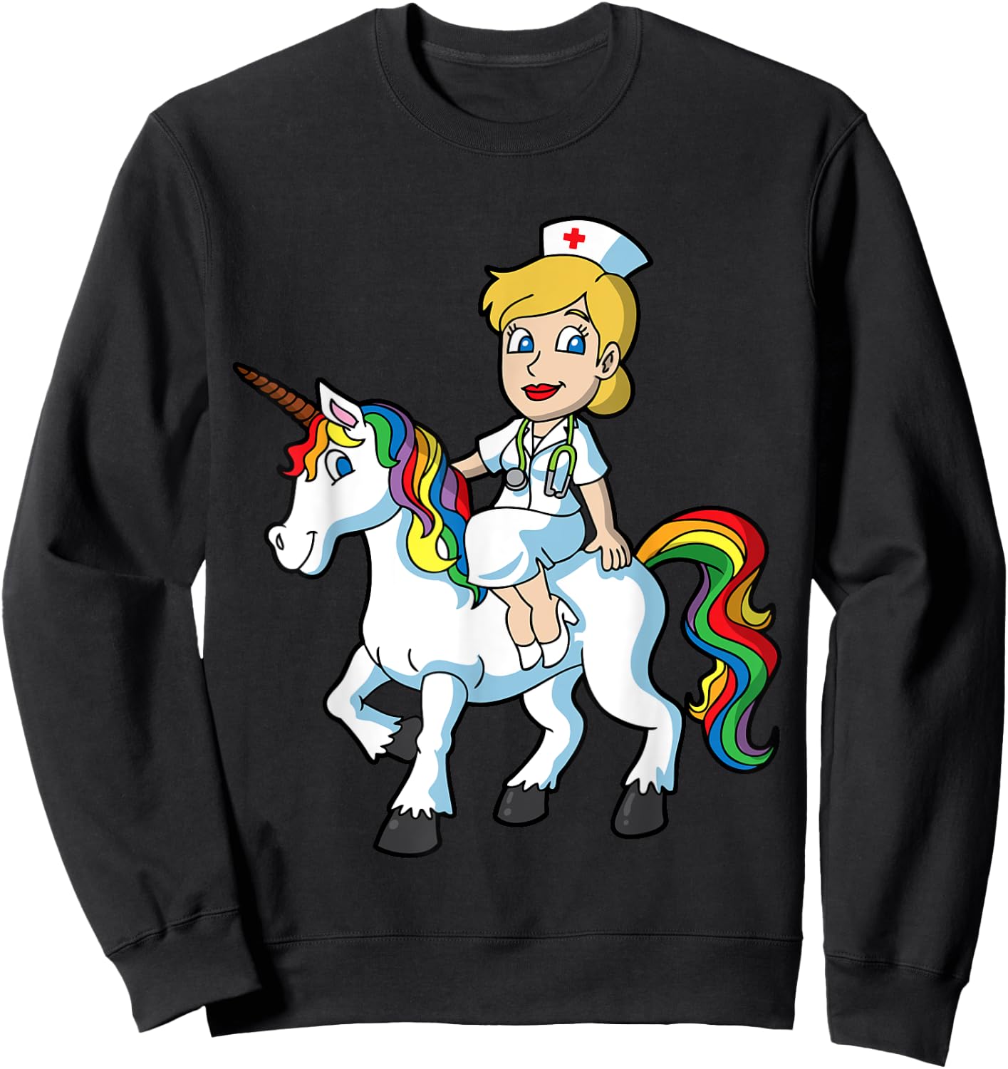 Nurse Day Unicorn Nursing CNA LPN RN NP CNM CRNA Sweatshirt - Sweatshirt | Black