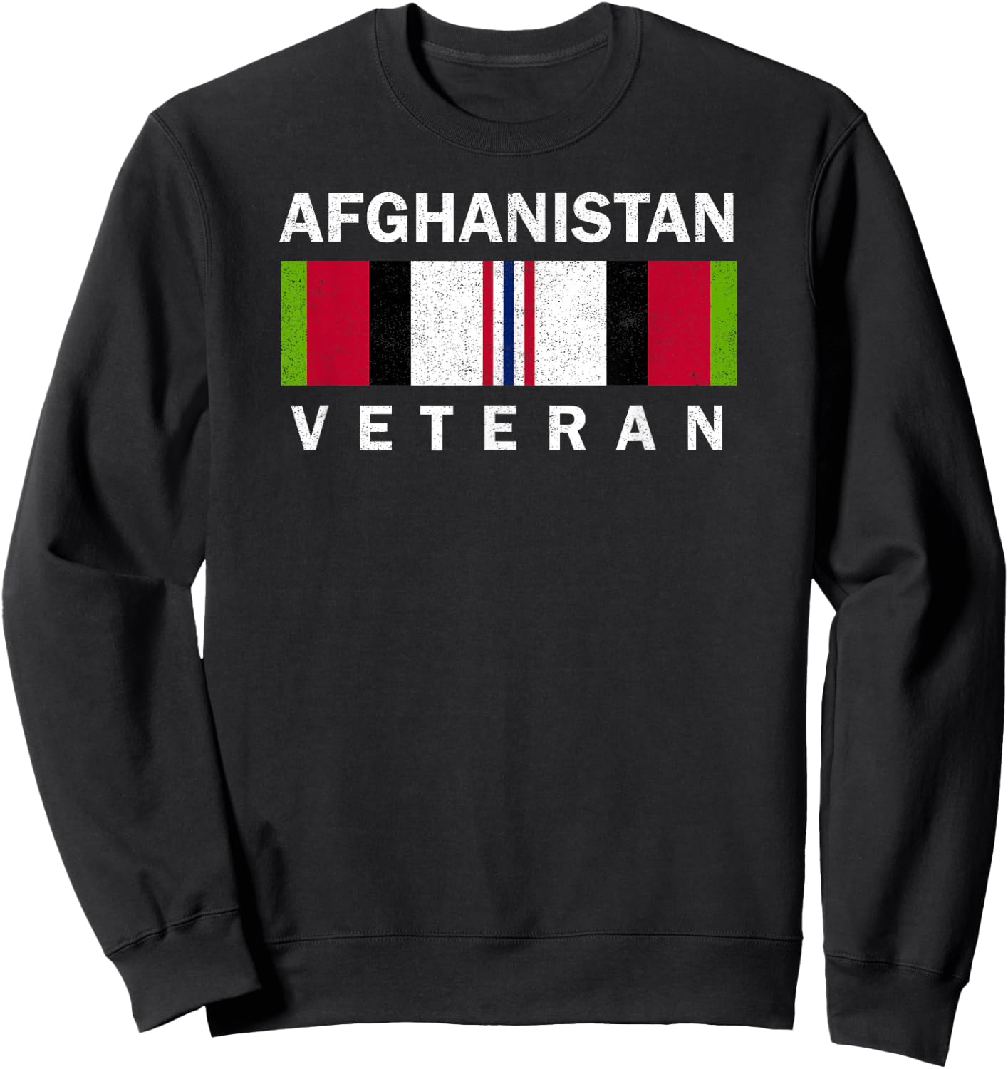 U.S. Military Afghanistan War Veteran Distressed Sweatshirt - Sweatshirt | Black