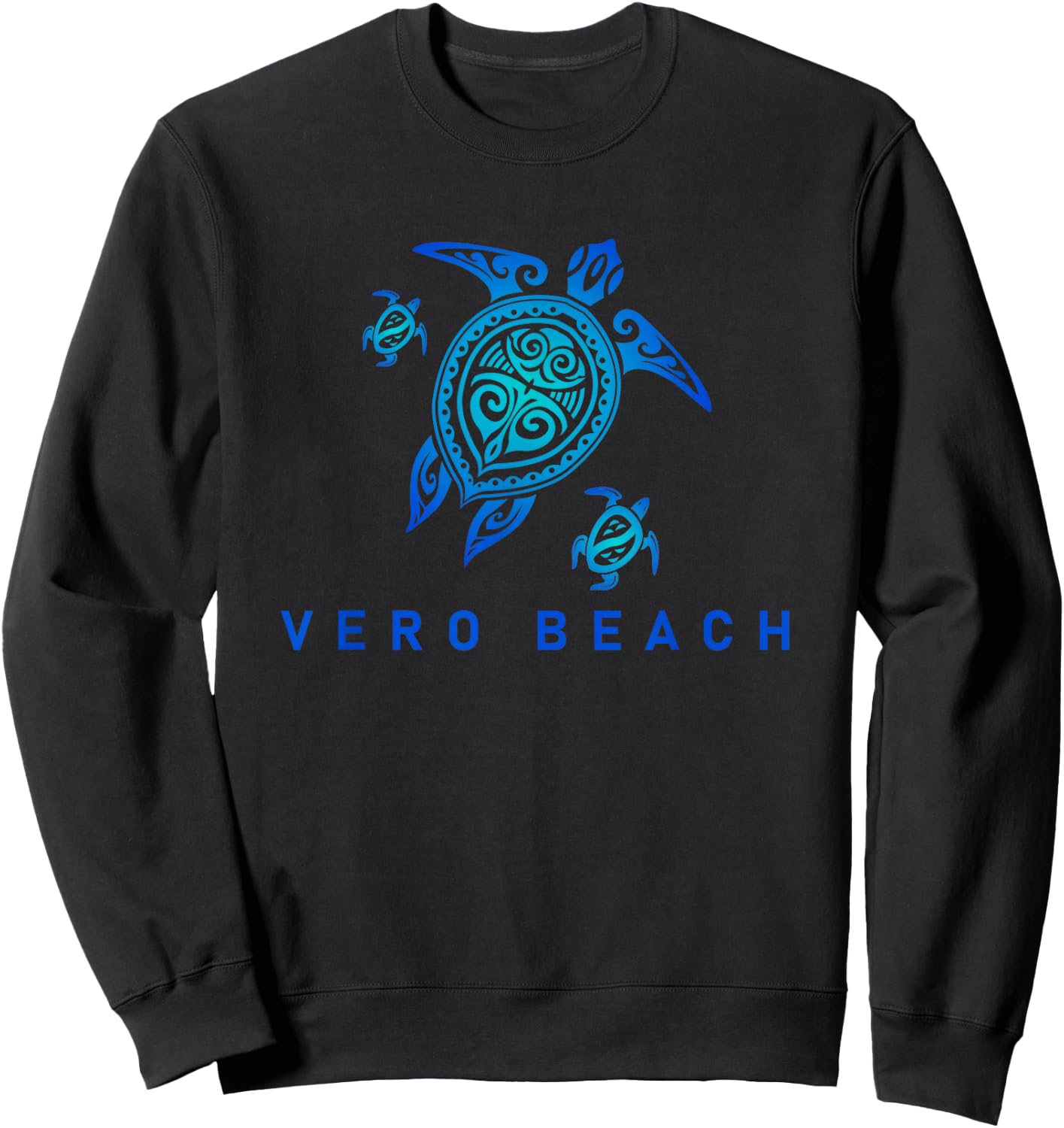 Vero Beach Florida Sea Blue Tribal Turtle Sweatshirt - Sweatshirt | Black