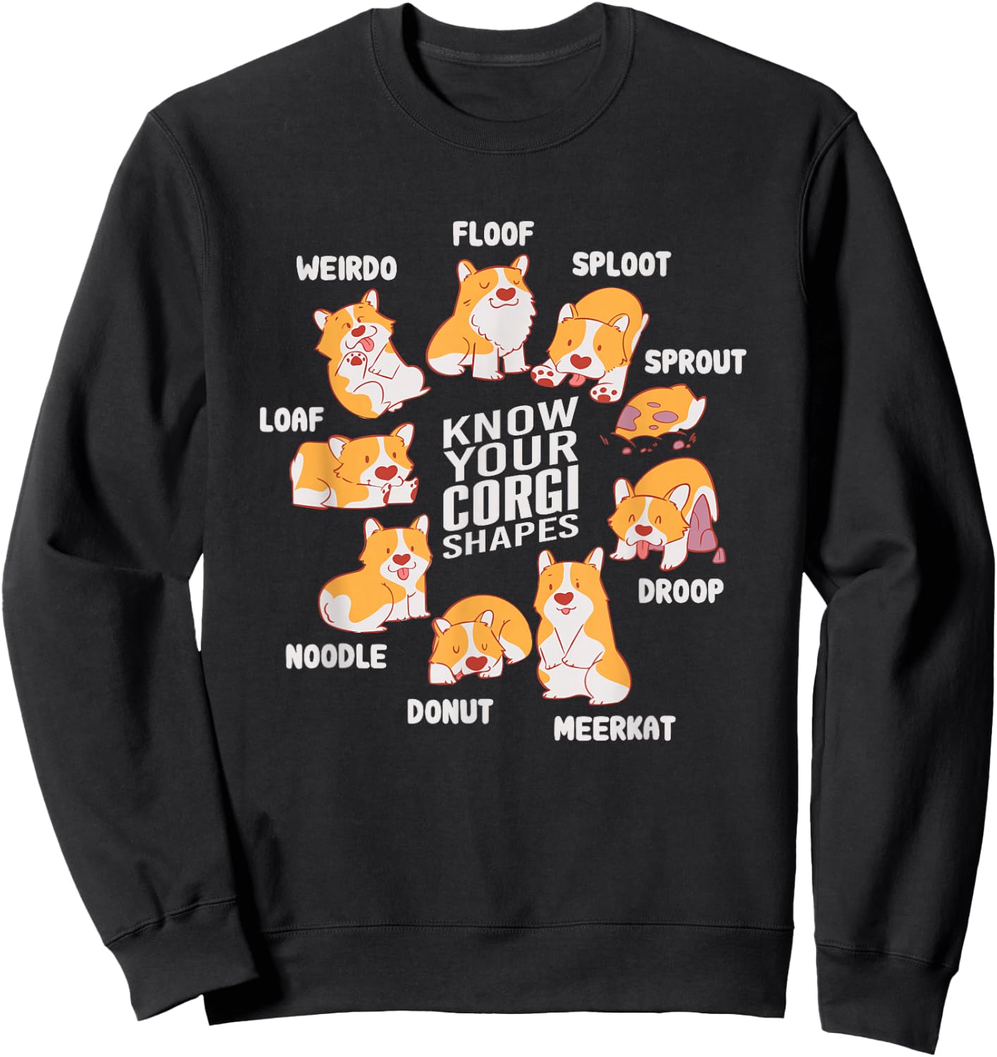 Funny Know Your Corgi Shapes Cute Welsh Dog Lover Sweatshirt - Sweatshirt | Black