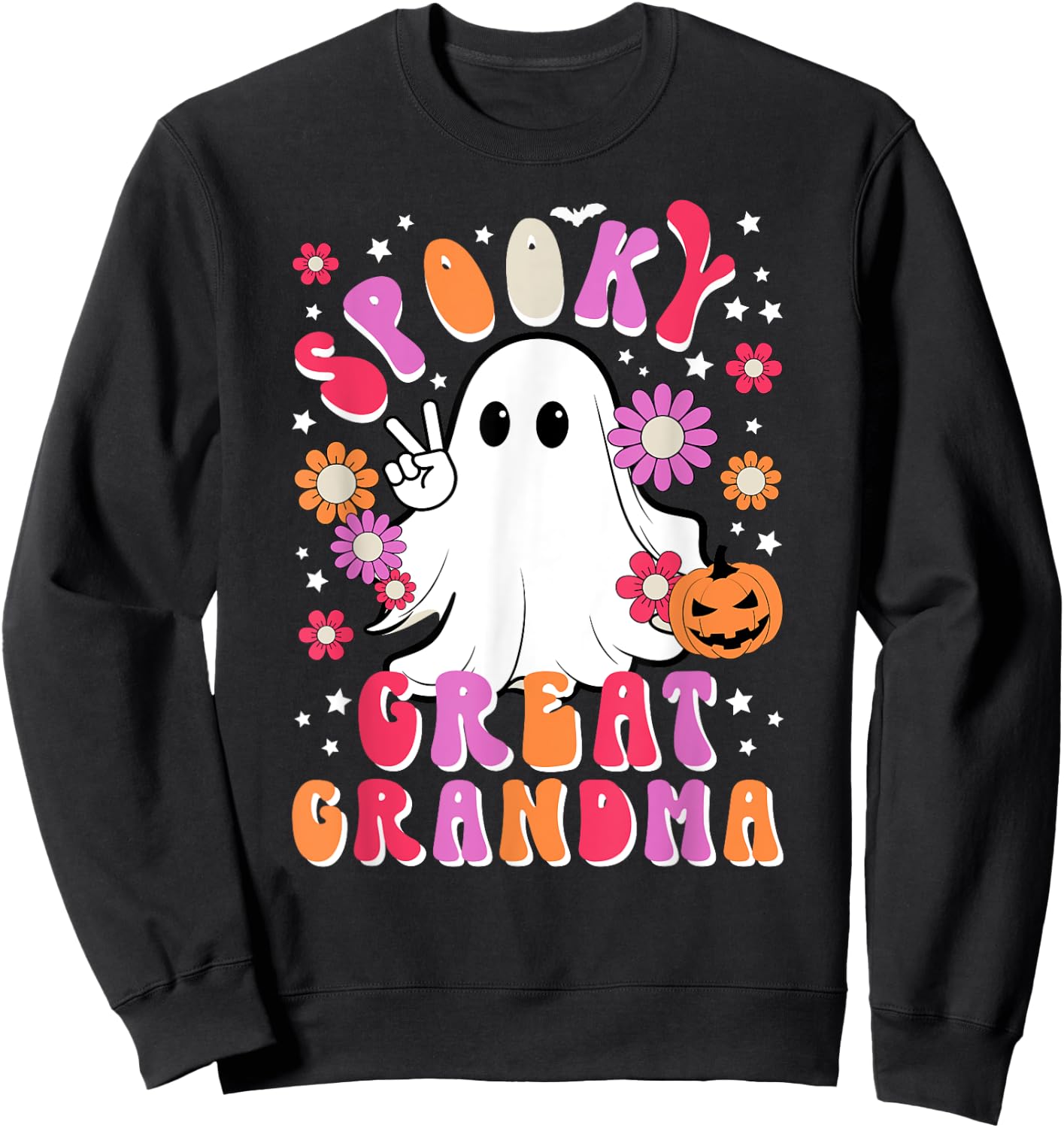 Spooky Great Grandma Halloween Great Grandmother Groovy Sweatshirt - Sweatshirt | Black
