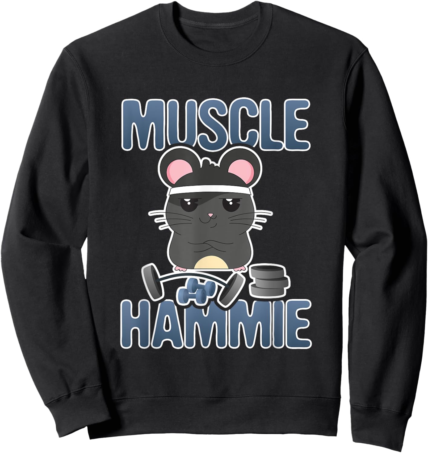 Muscle Hammie Funny Hamster Gym Work Out Sweatshirt - Sweatshirt | Black