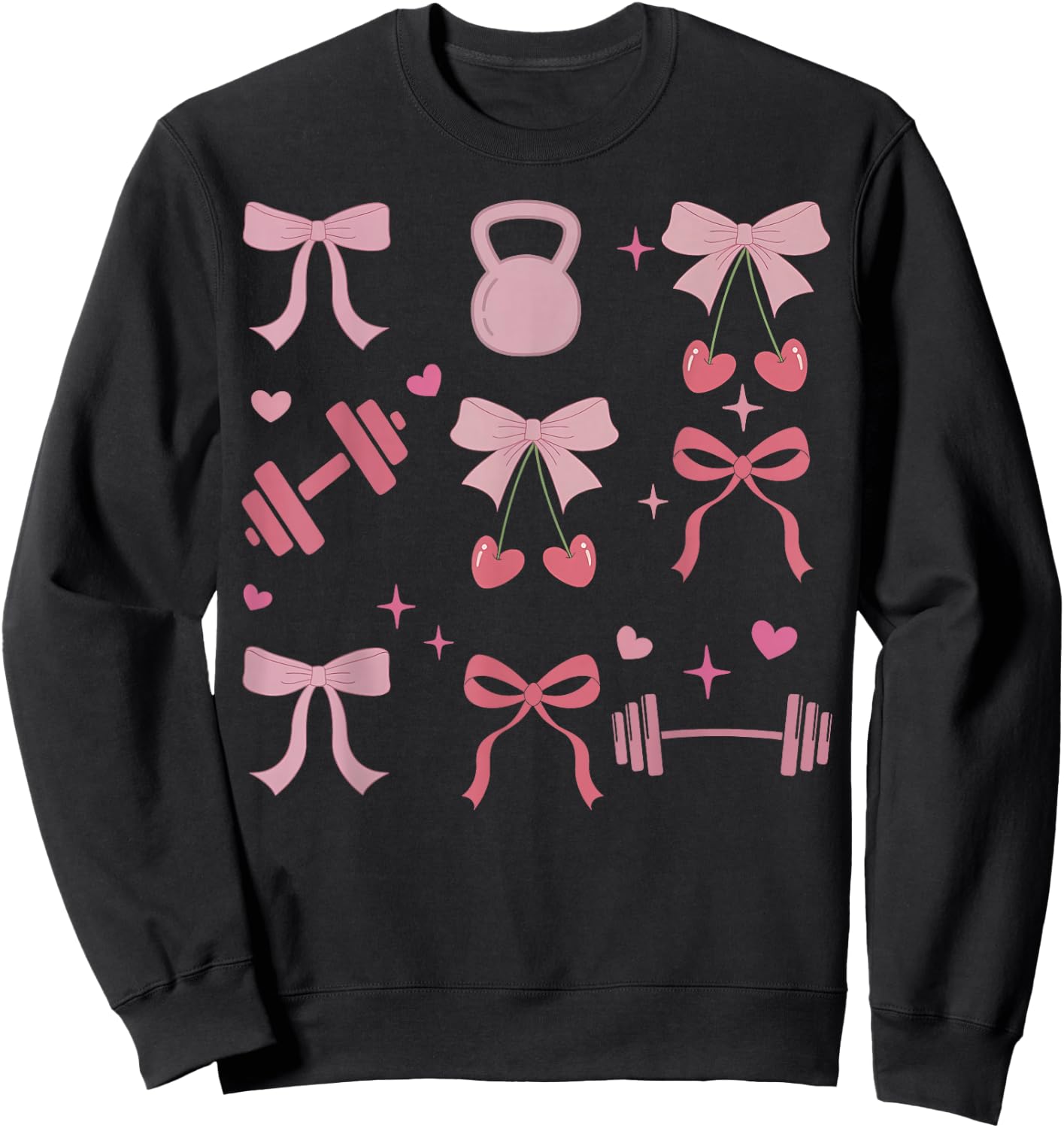 Coquette Bow Workout Weightlifting Gym Fitness Deadlift Sweatshirt - Sweatshirt | Black