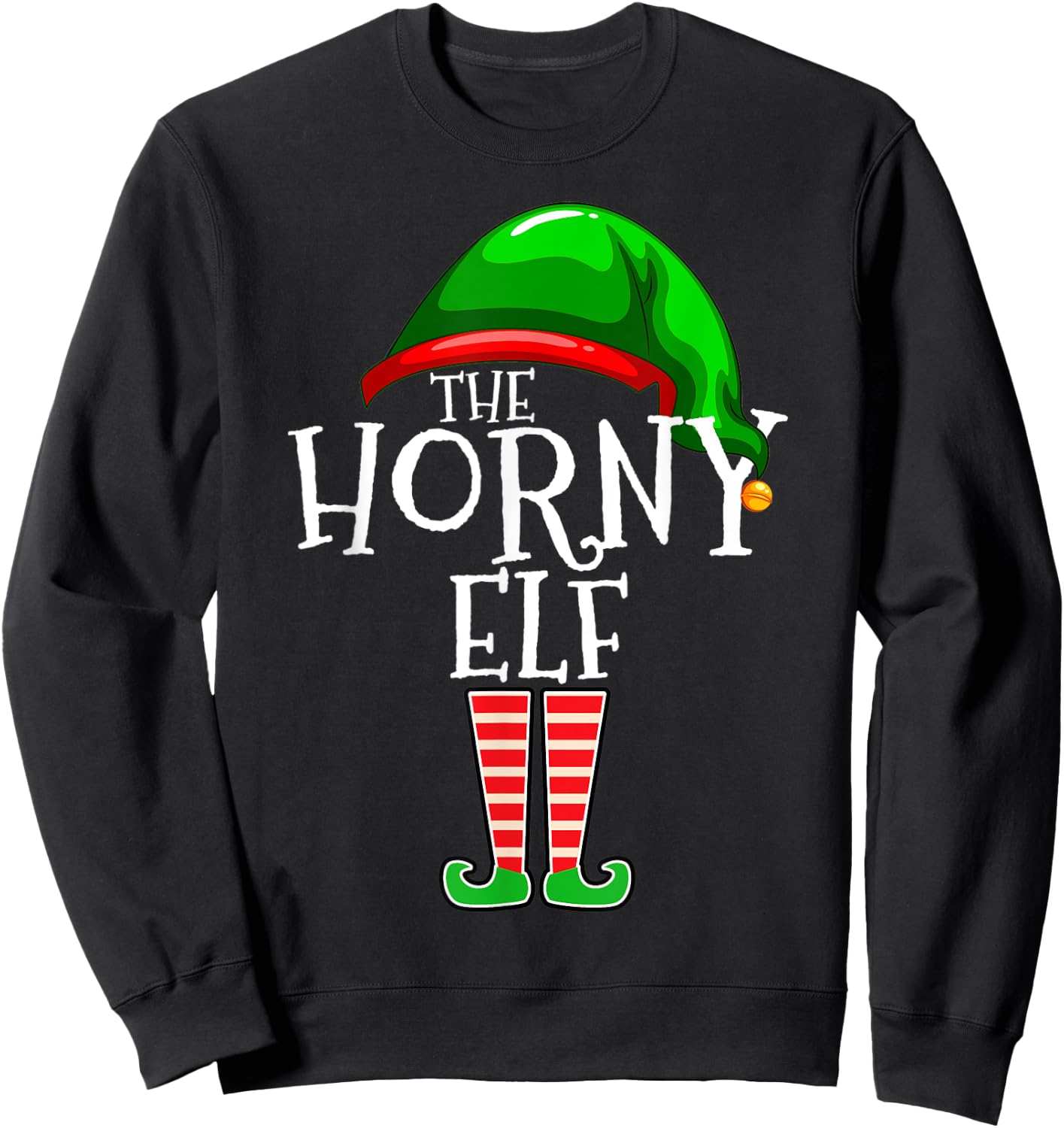 The Horny Elf Family Matching Group Christmas Gift Adult Sweatshirt - Sweatshirt | Black