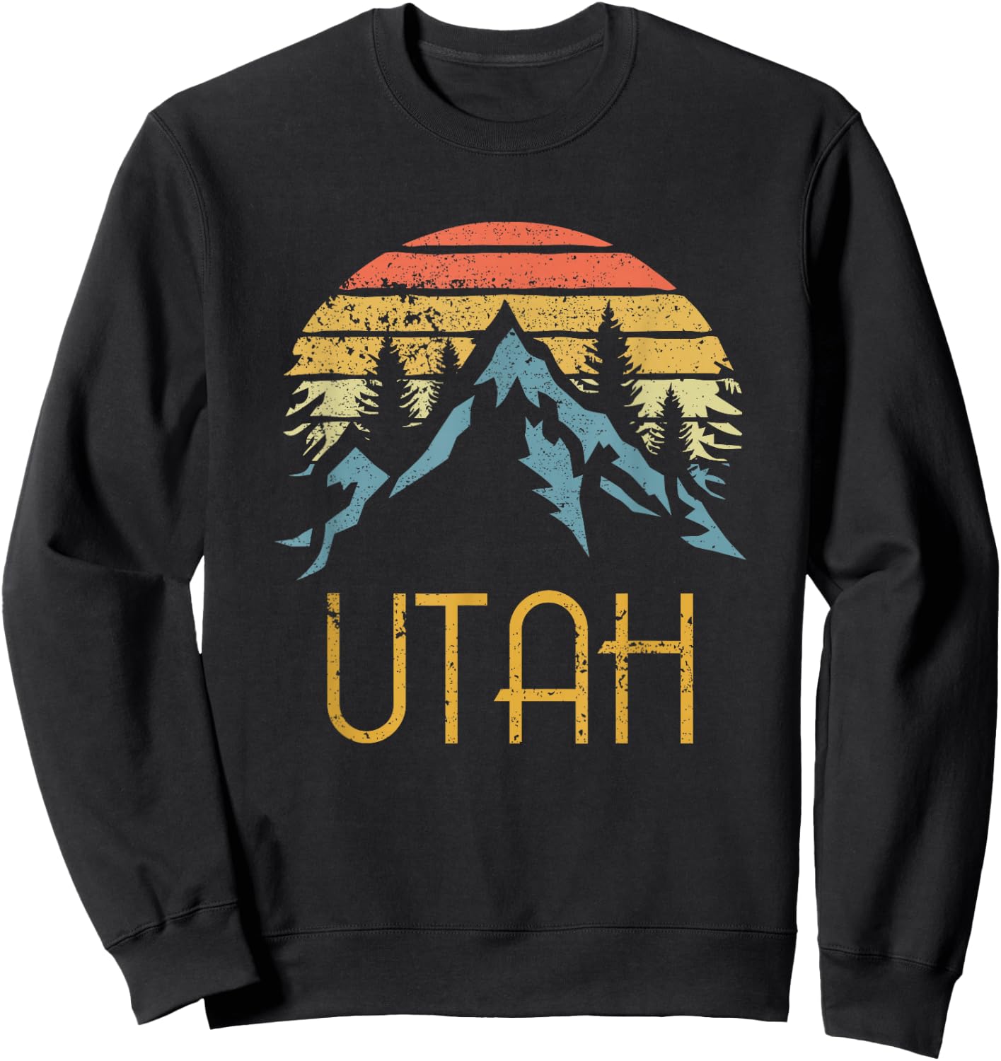 Vintage UT, Utah Mountains Outdoor Adventure Sweatshirt - Sweatshirt | Black