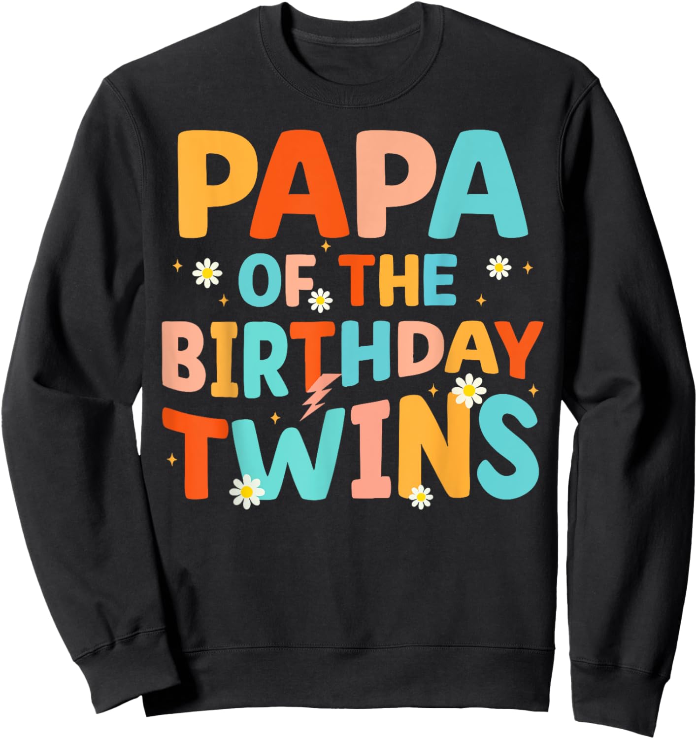 Papa Of The Birthday Twins Kids Party Retro Bday Sweatshirt - Sweatshirt | Black