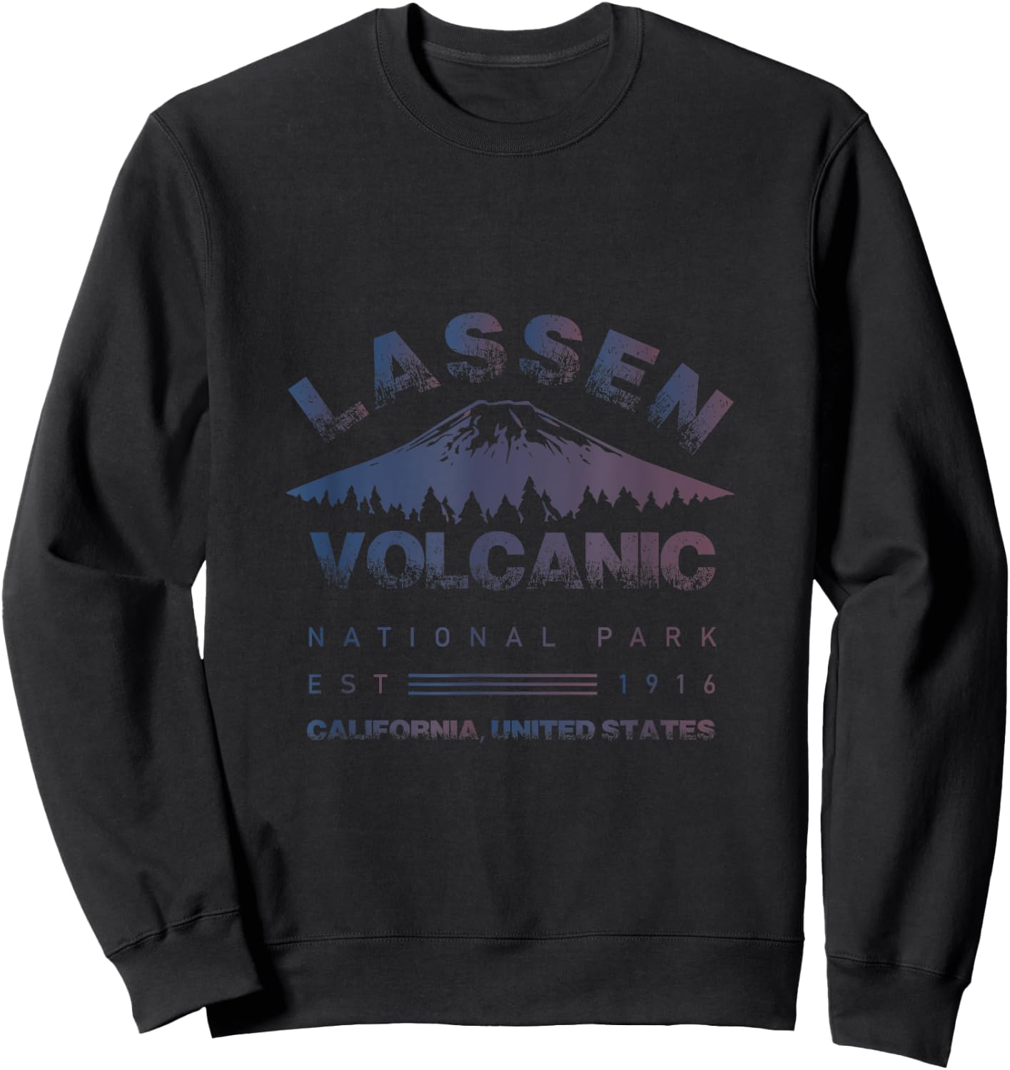 Cool Distressed Lassen Volcanic National Park Sweatshirt - Sweatshirt | Black