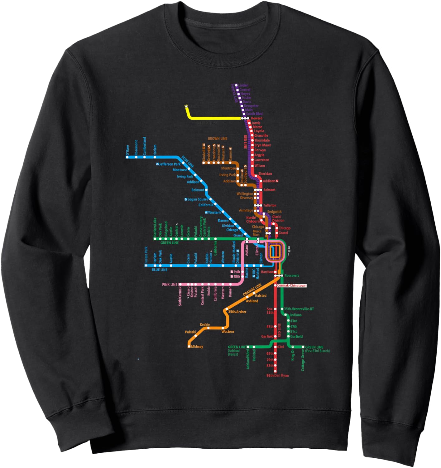 Chicago Trains Map Sweatshirt - Sweatshirt | Black