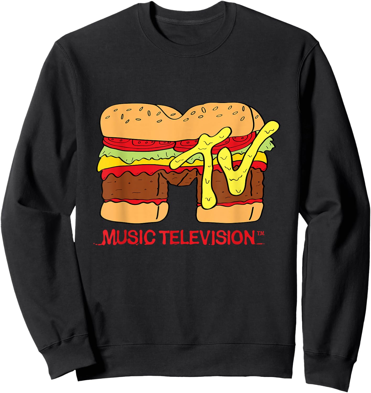 MTV Classic Logo Hamburger Design T- Shirts Sweatshirt - Sweatshirt | Black