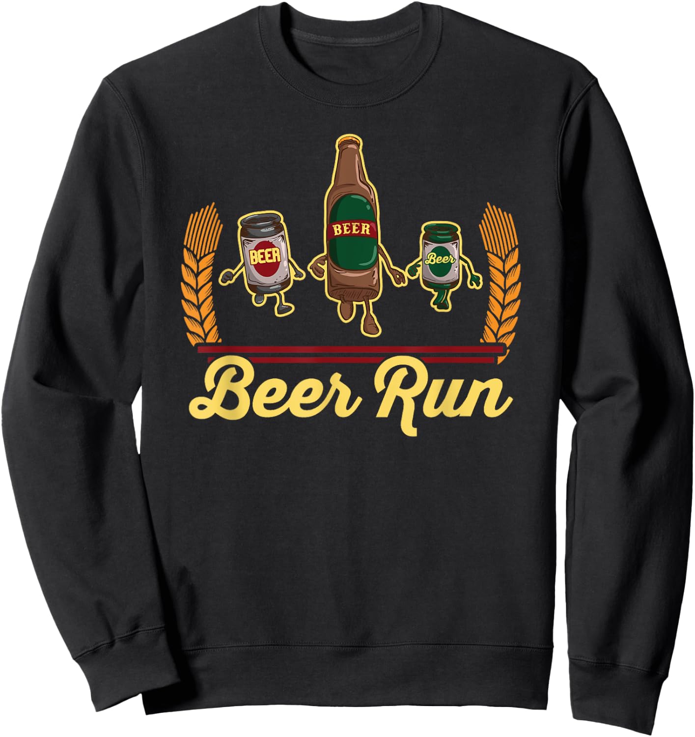 Funny Beer Running Gift Shirt BEER RUN Sweatshirt - Sweatshirt | Black