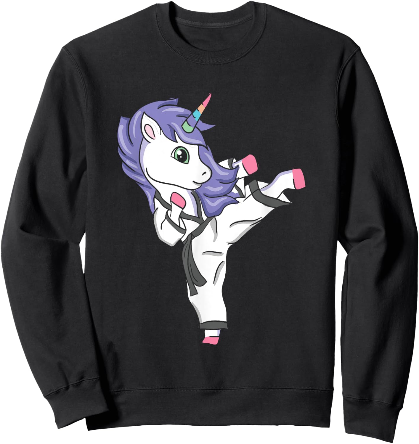 Funny Unicorn Karate Girl I Taekwondo Martial Arts Sweatshirt - Sweatshirt | Black